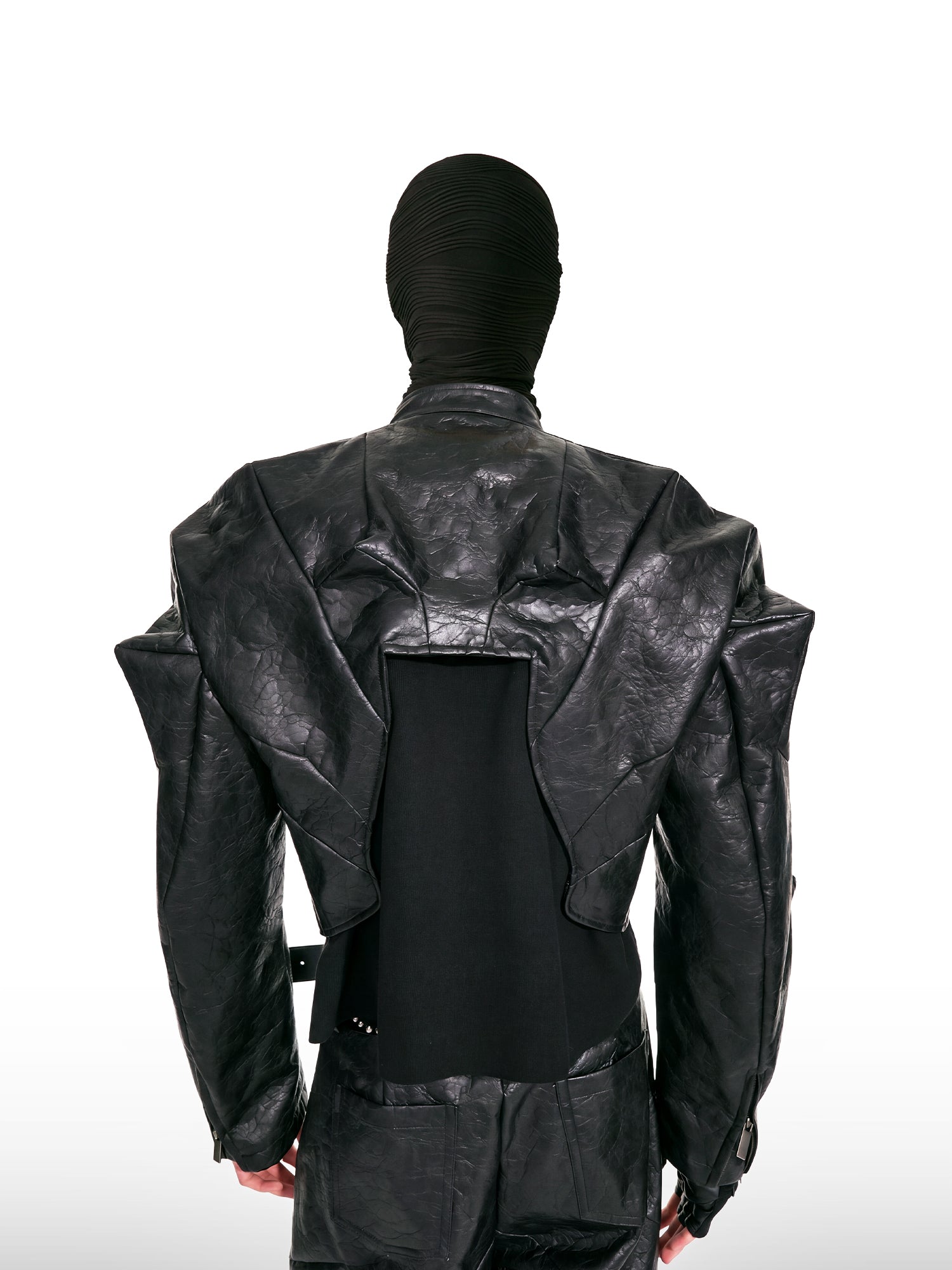 Architectural Cropped Leather Jacket