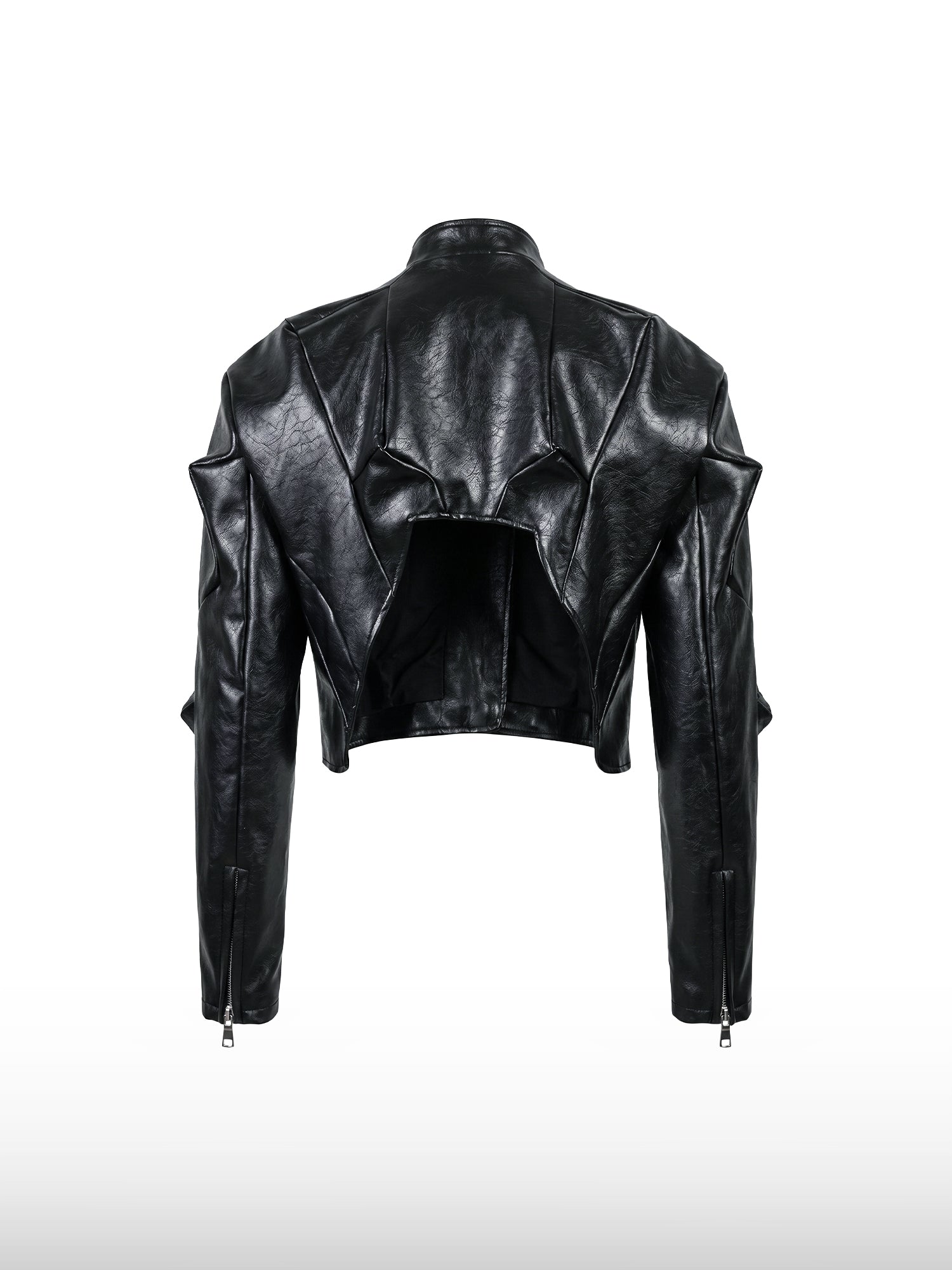 Architectural Cropped Leather Jacket