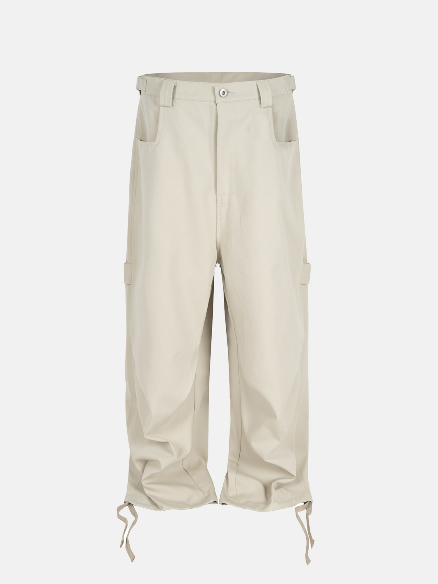 Beige Drawstring Utility Pants
