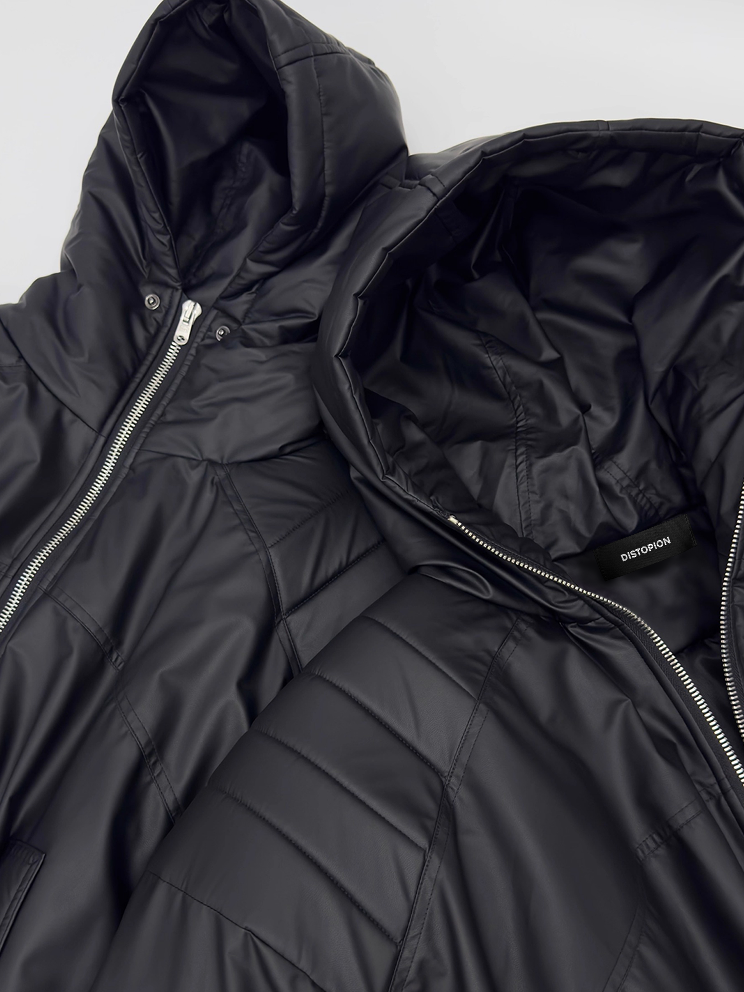 Zwarte Gewatteerde Hoodie Jas