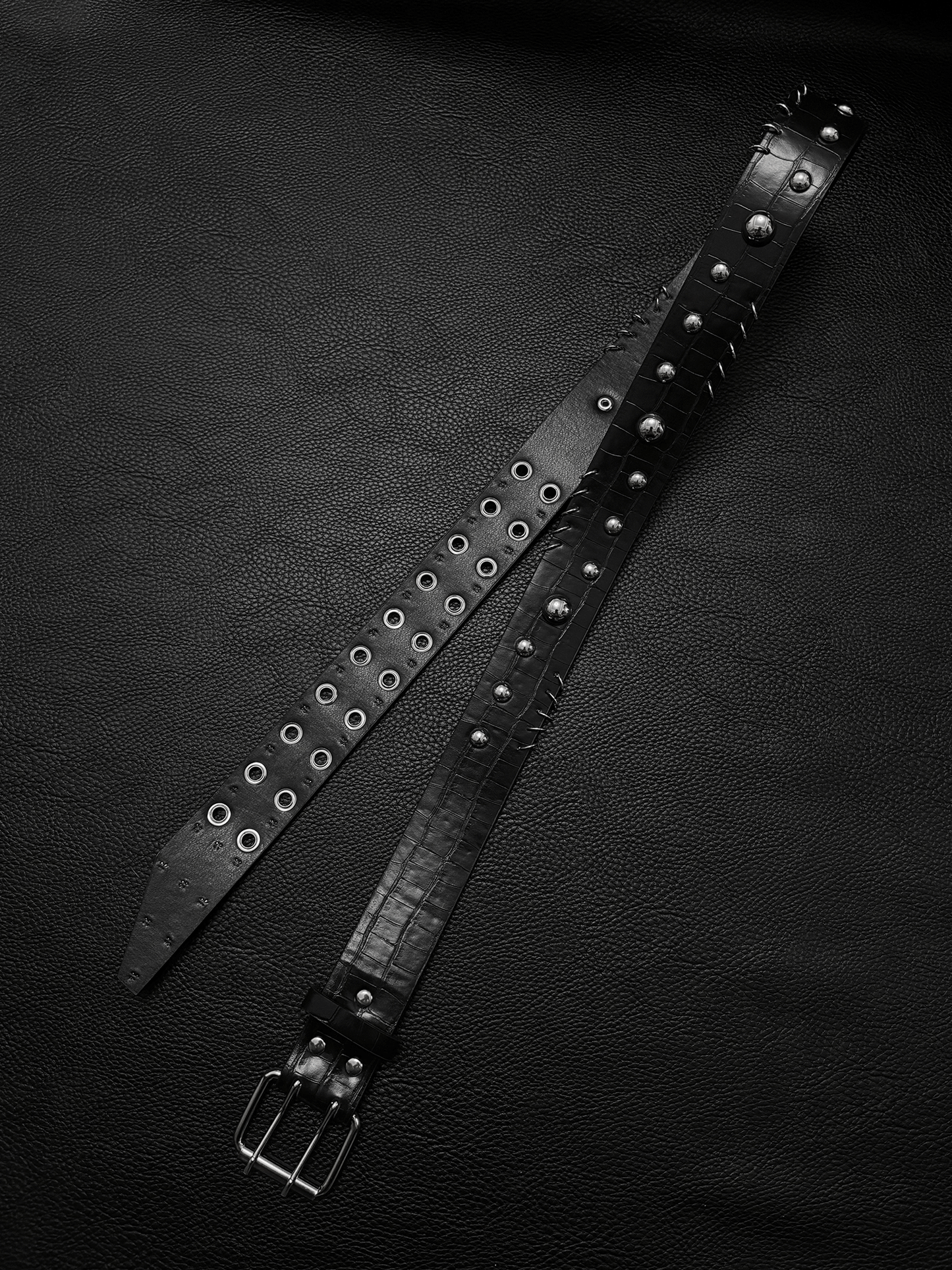 Black Stud Grommet Belt