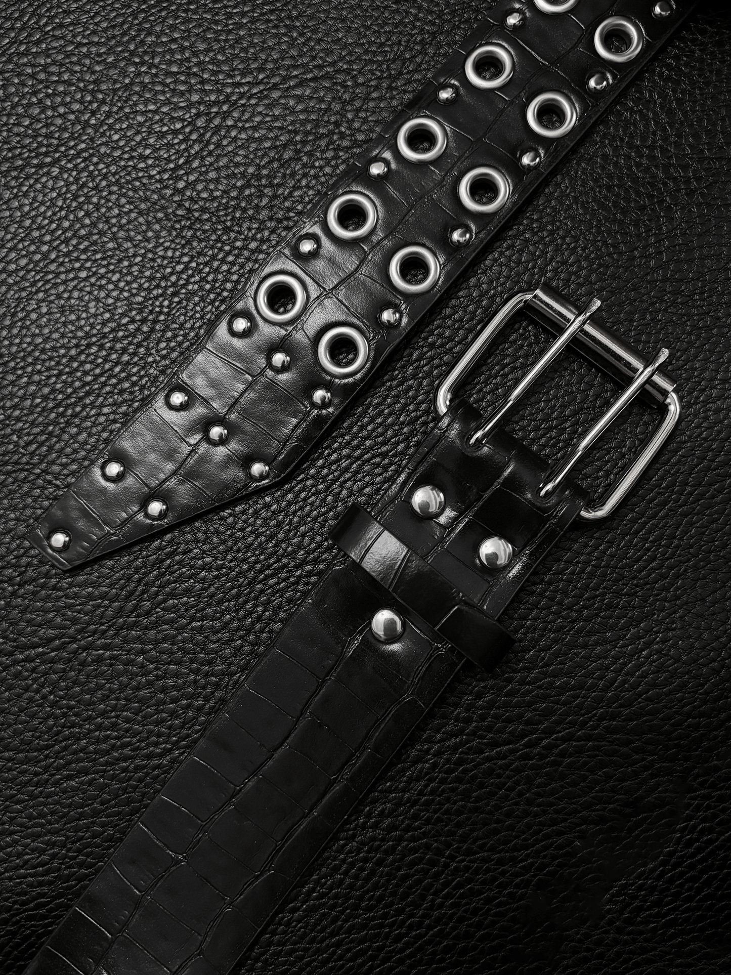 Black Stud Grommet Belt