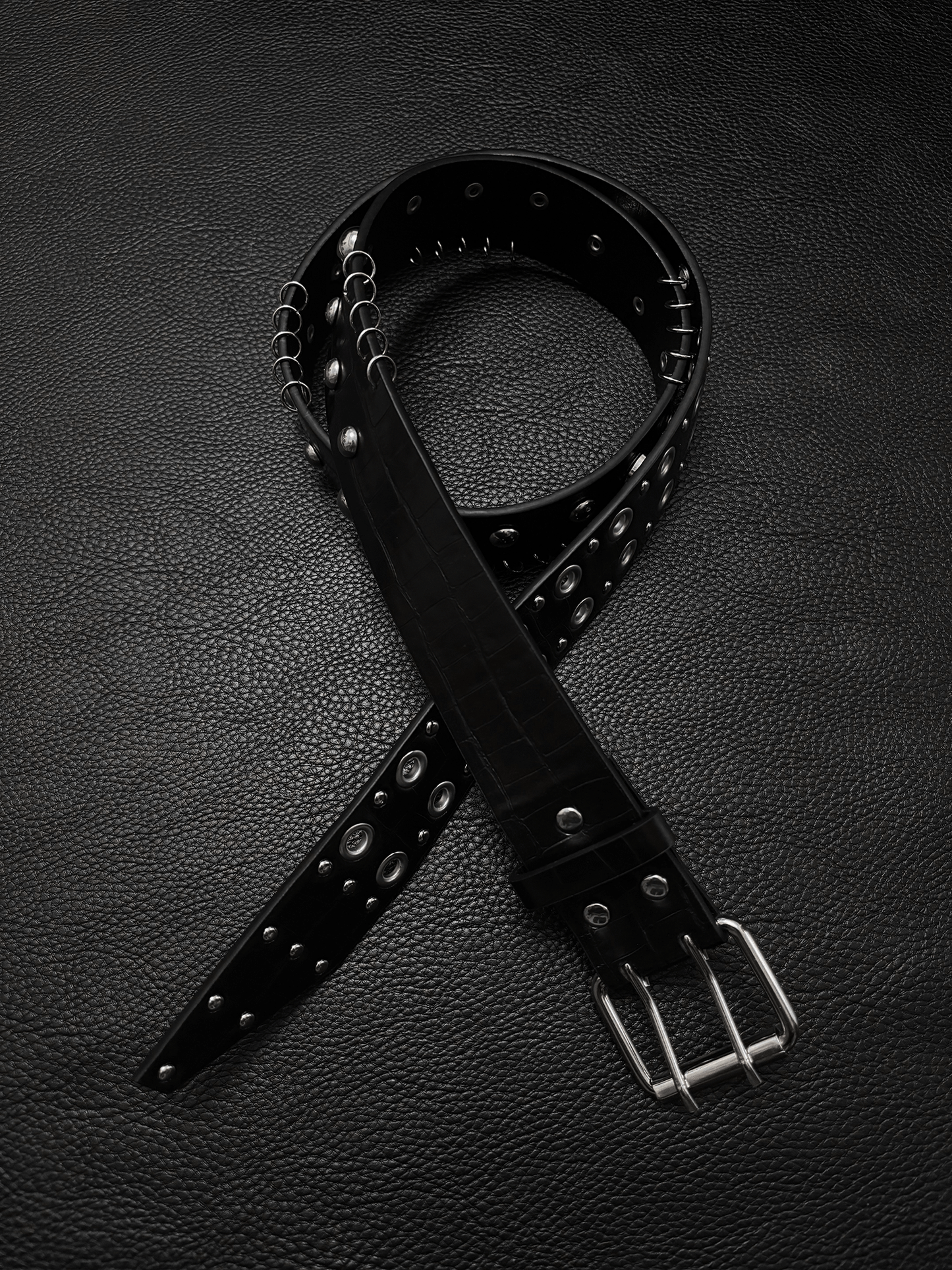 Black Stud Grommet Belt