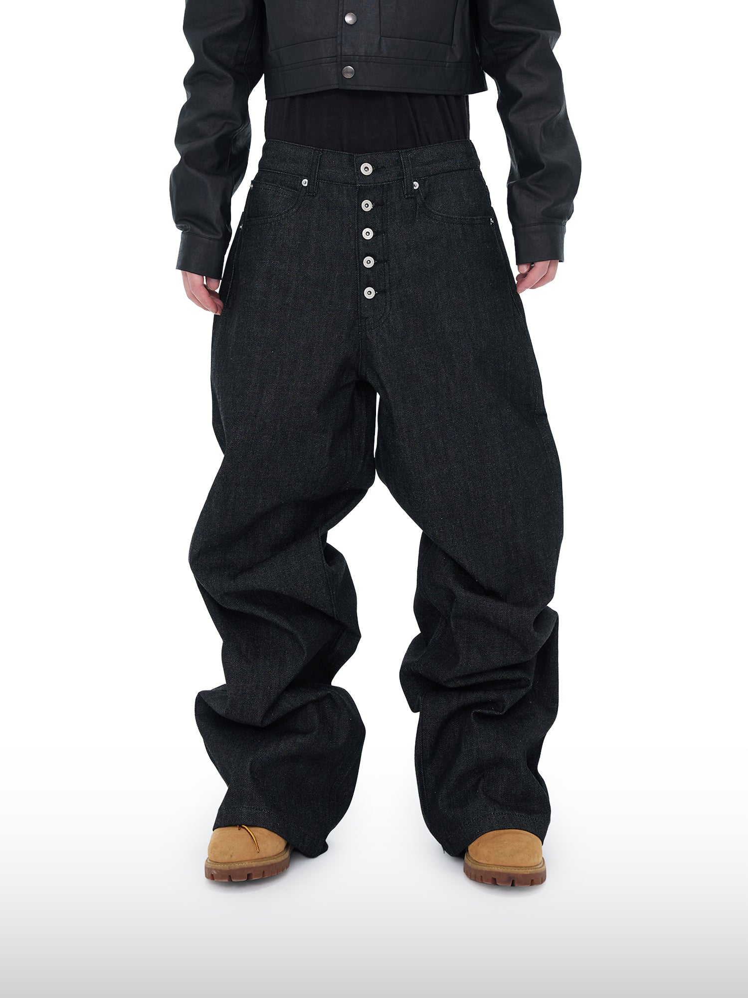 Wijde jeans met knoopsluiting
