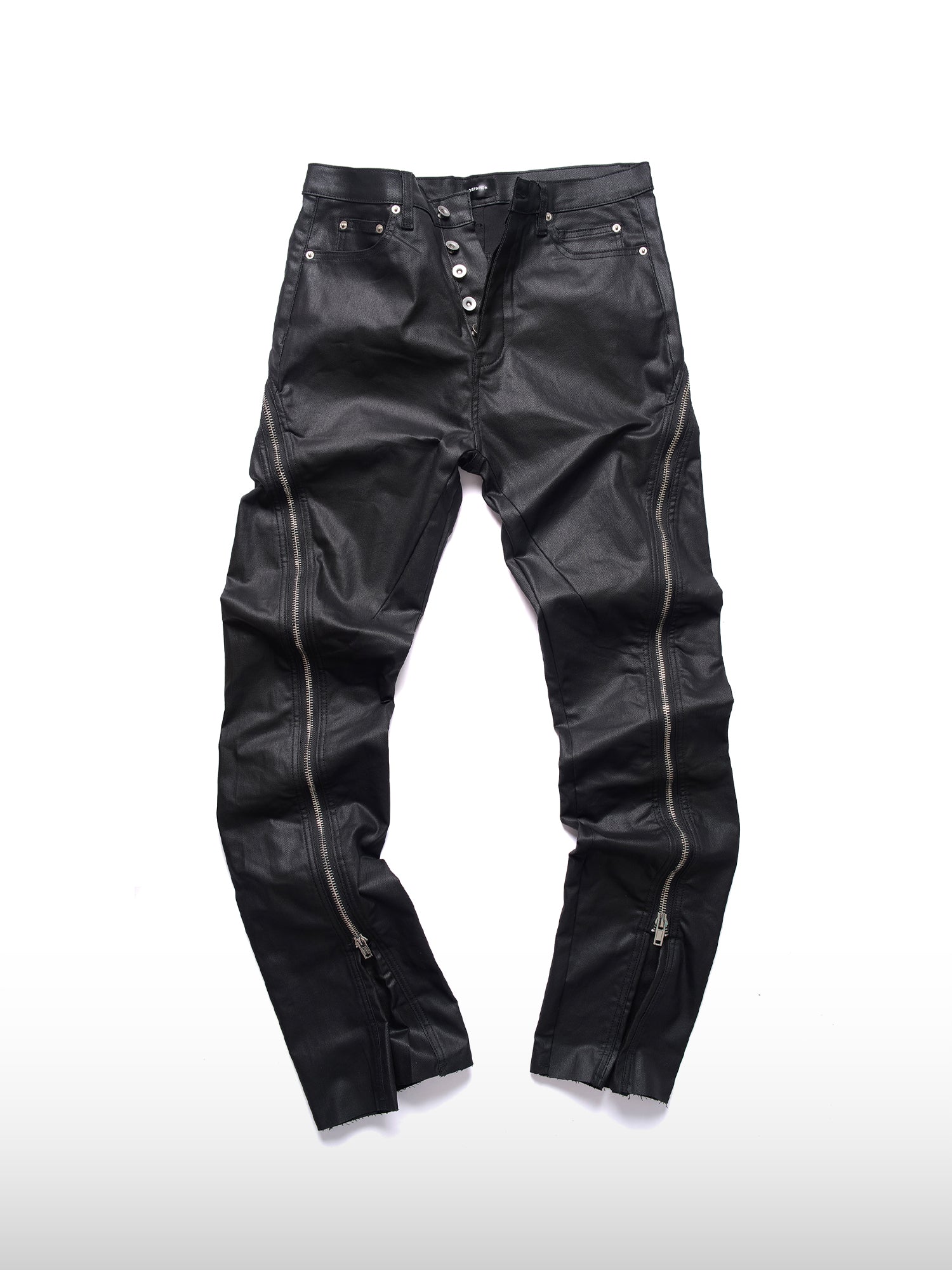 Gecoate rechte broek met rits
