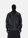 Moto-Style Crinkle Leather Bomber