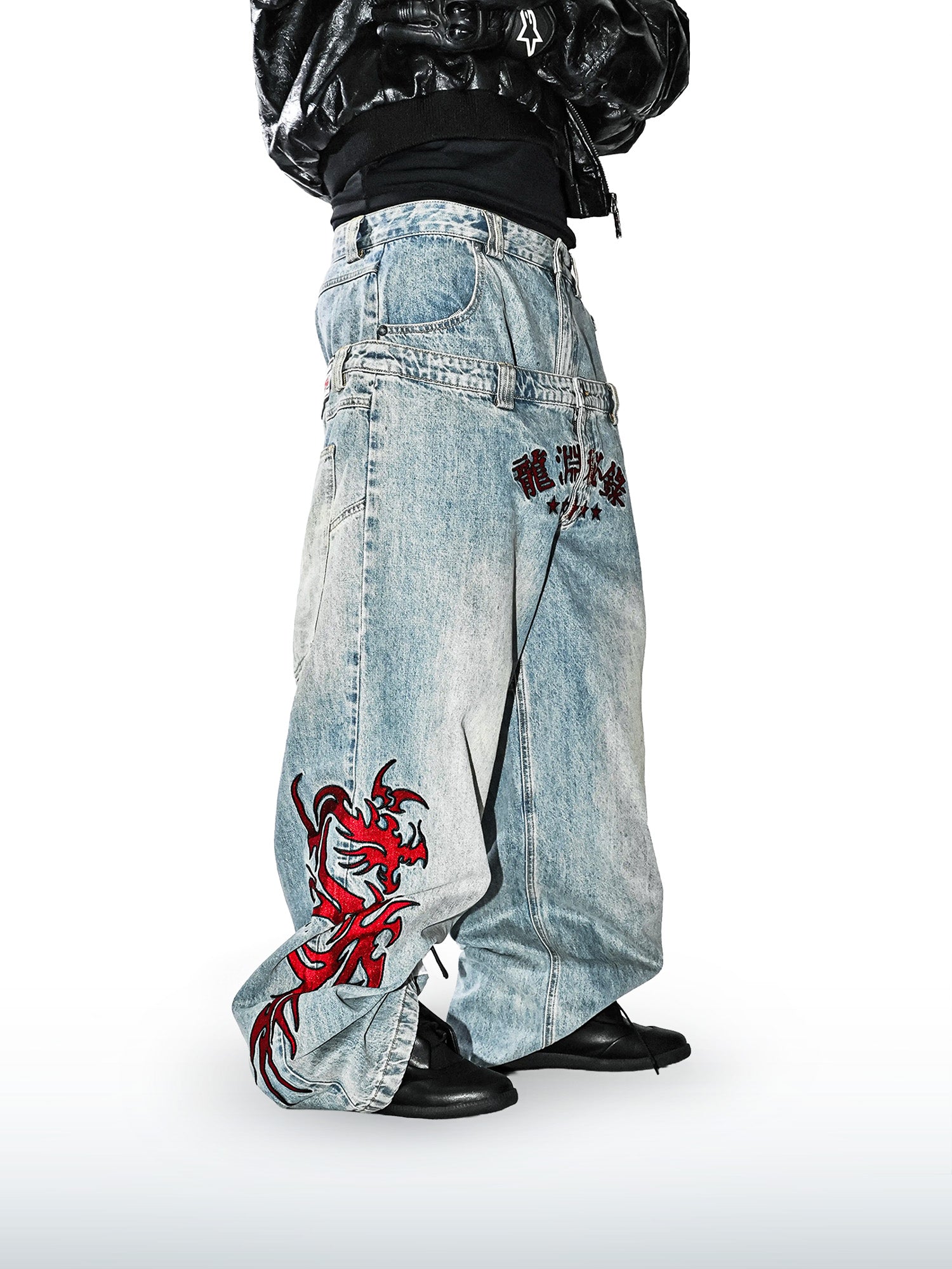 Jeans de Doble Cintura Dragon Shadow