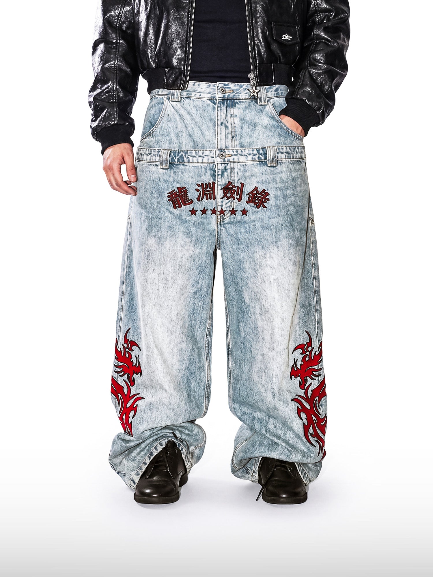 Jeans de Doble Cintura Dragon Shadow