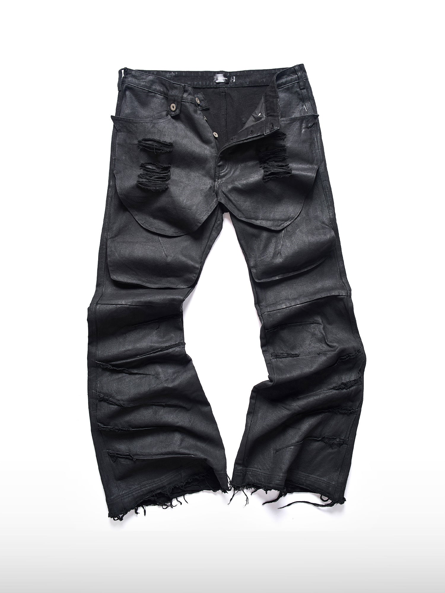 Flap Coated Flared Jeans