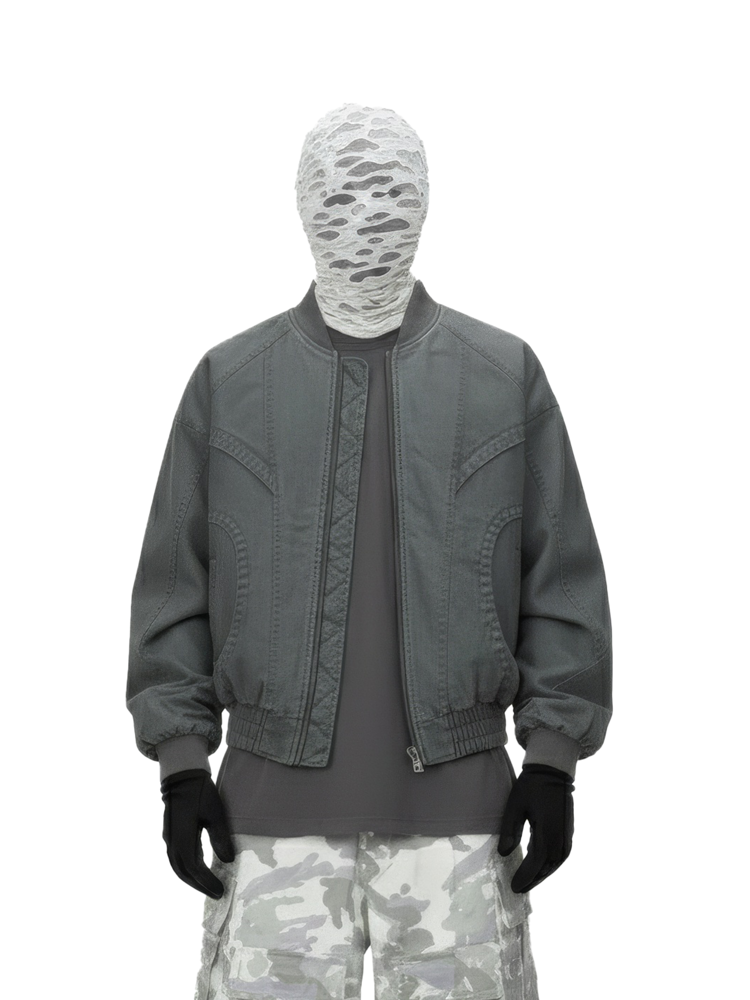 Giubbotto bomber grigio con pannello
