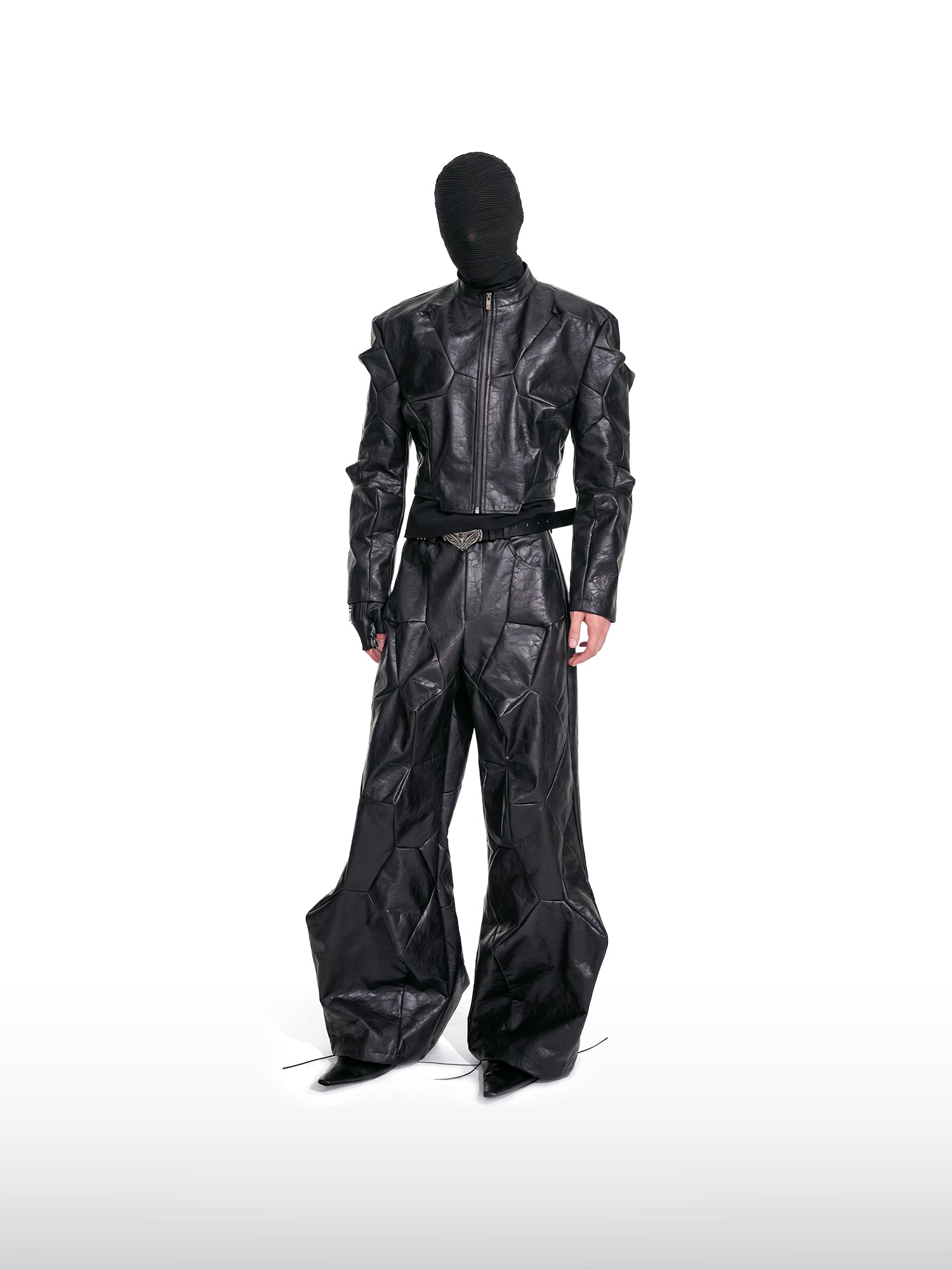 Architectural Panelled Leather Pants