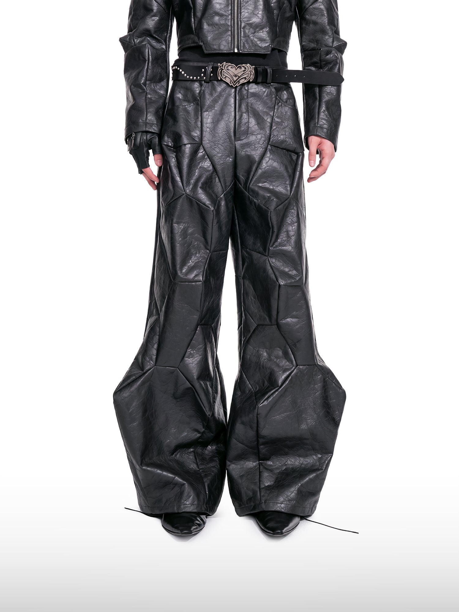 Architectural Panelled Leather Pants