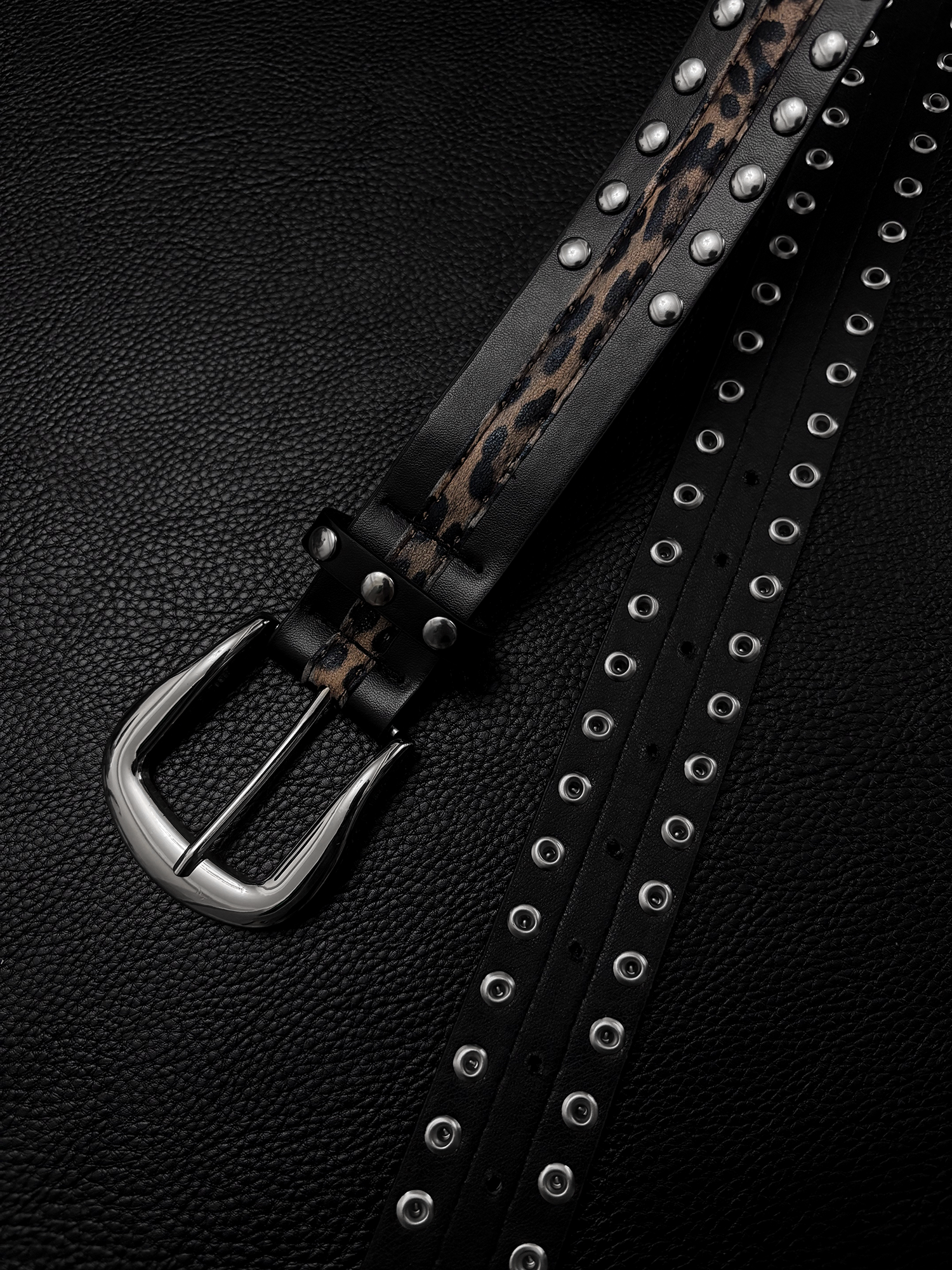 Leopard Print Studded Belt