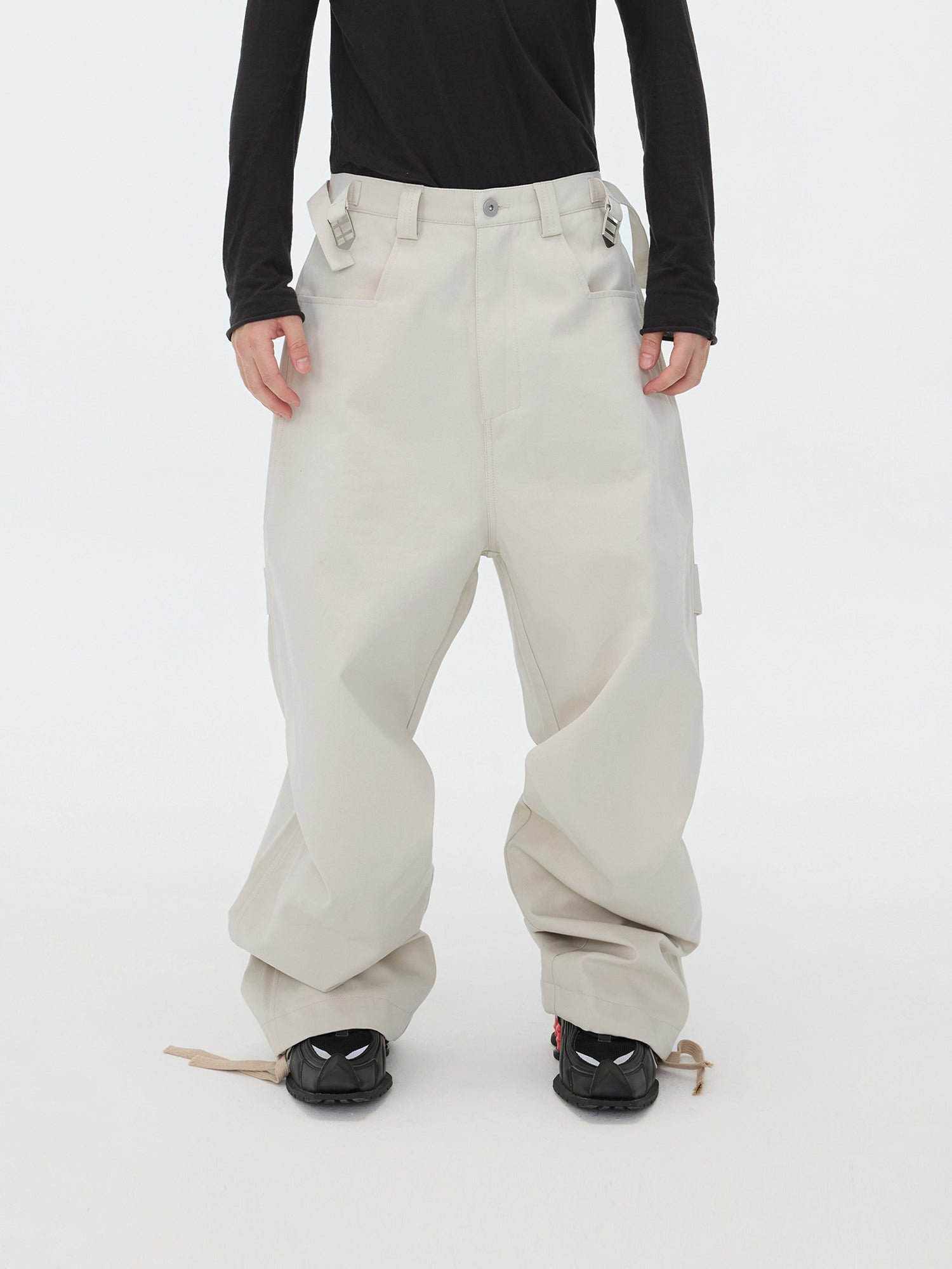 Beige Drawstring Utility Pants