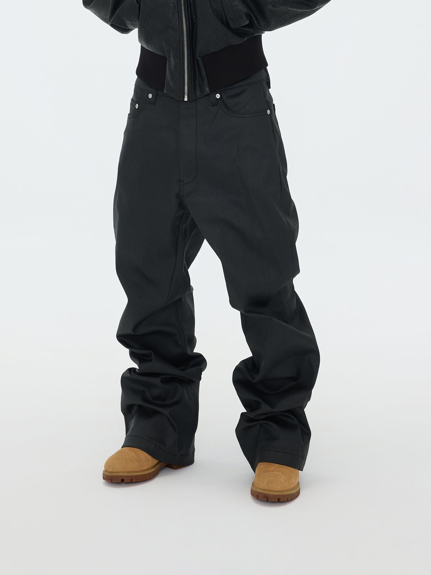 Matte Black Wide-Leg Pants