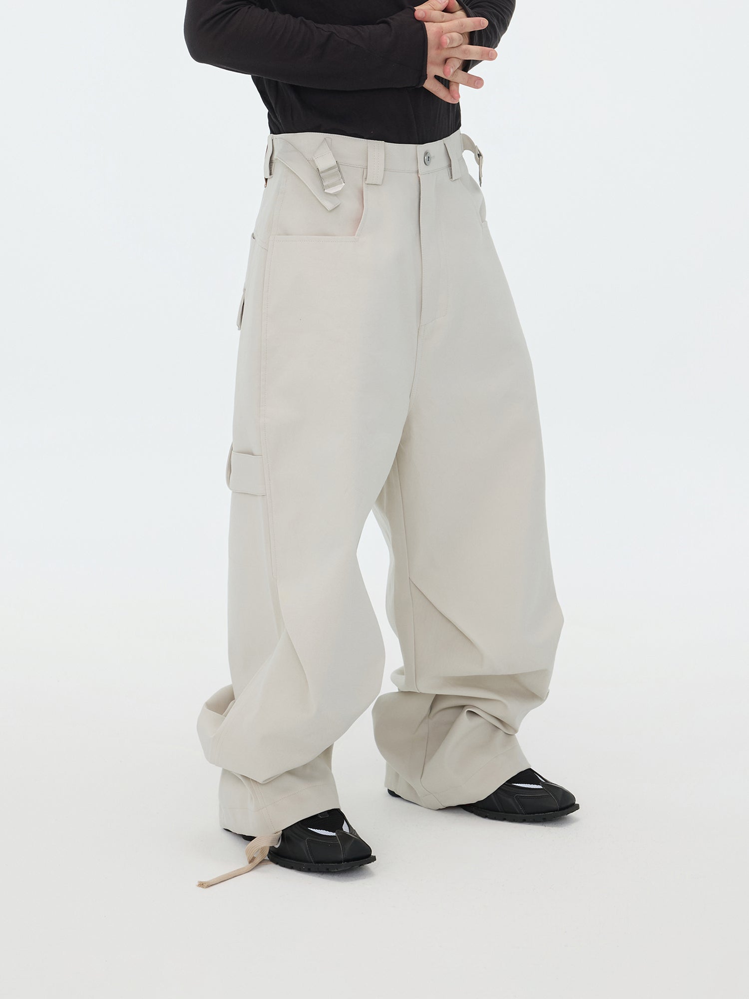 Beige Drawstring Utility Pants