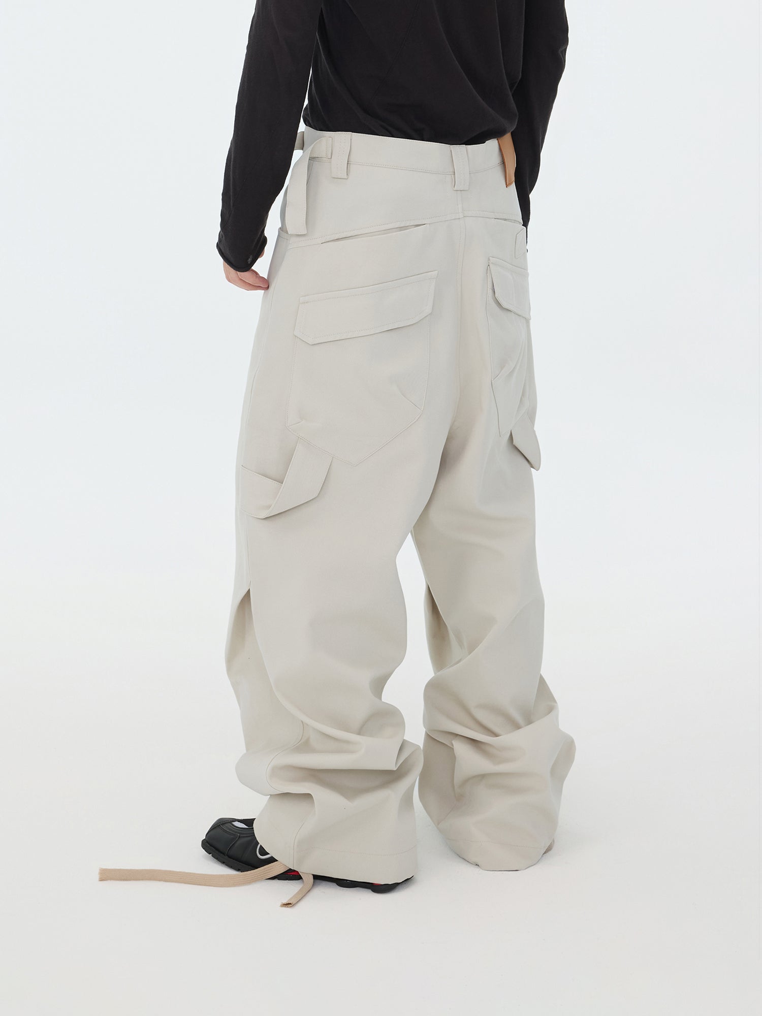 Beige Drawstring Utility Pants