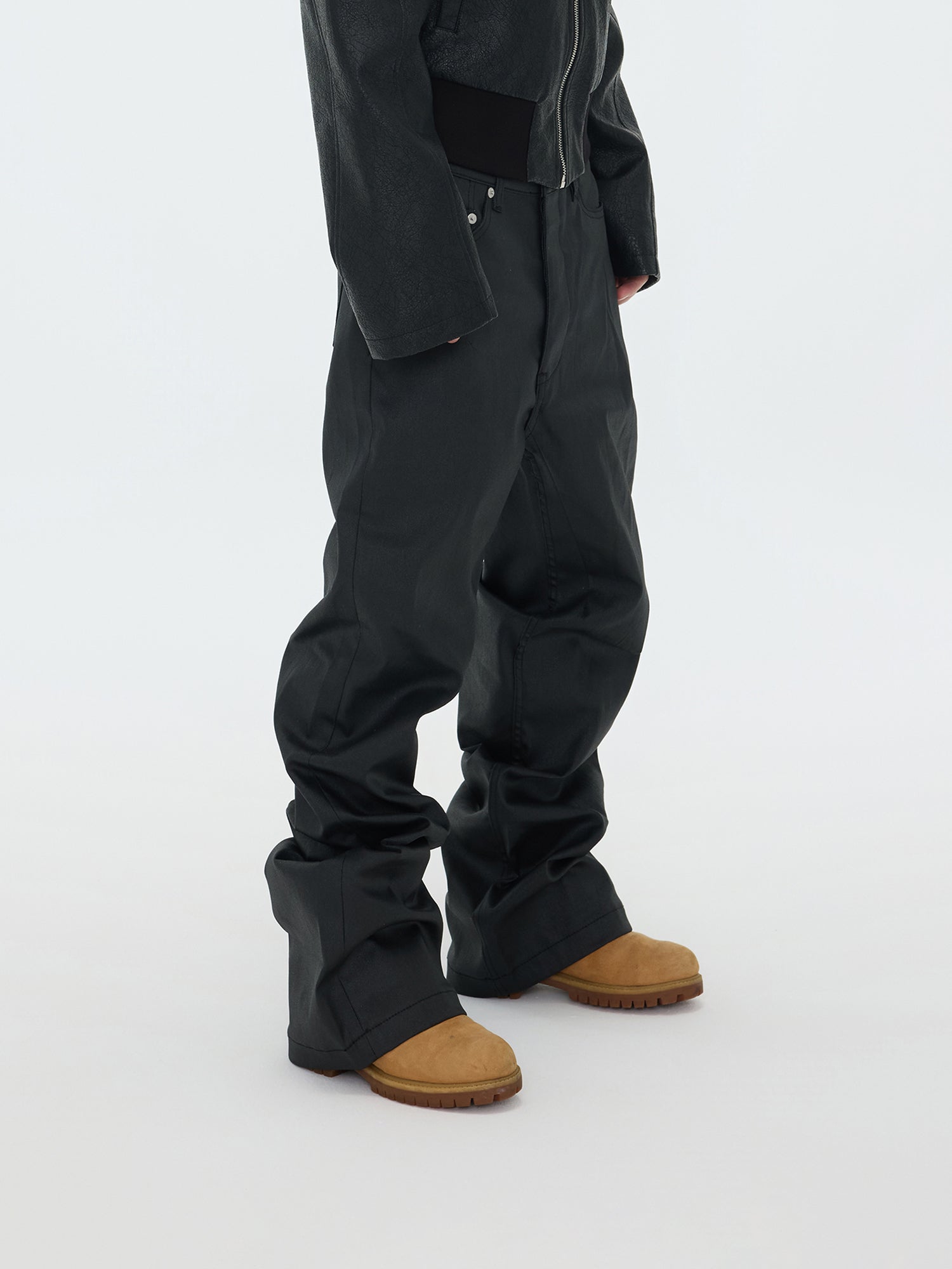 Matte Black Wide-Leg Pants