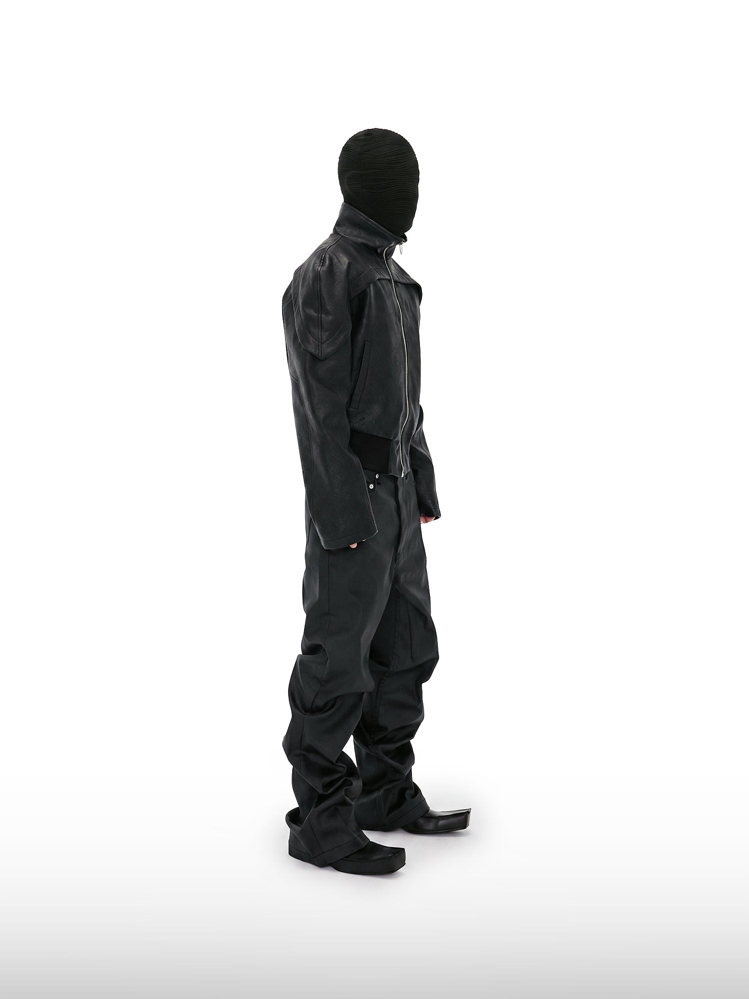 Matte zwarte wijde broek