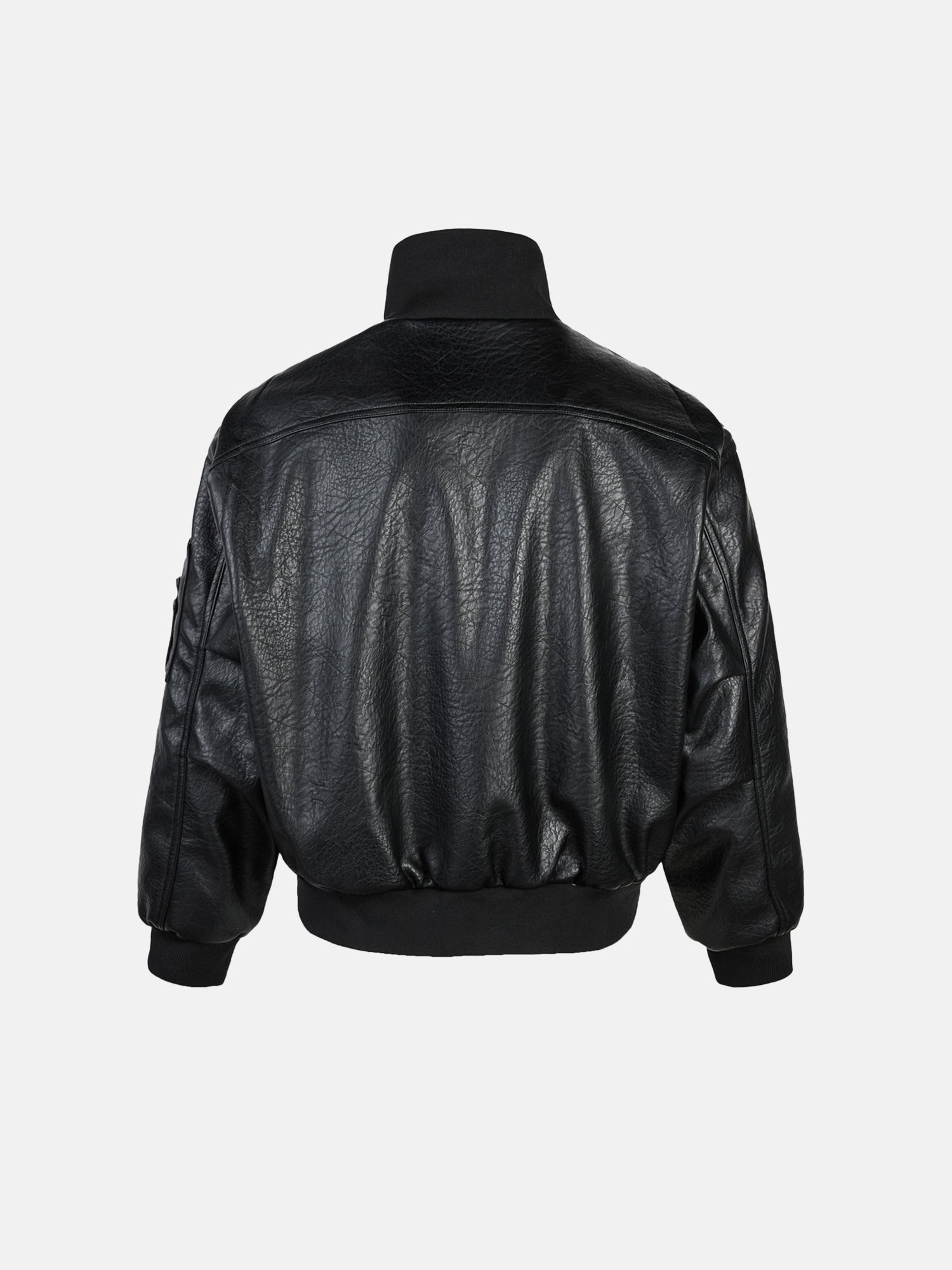 Bomber de cuero sintético arrugado estilo moto