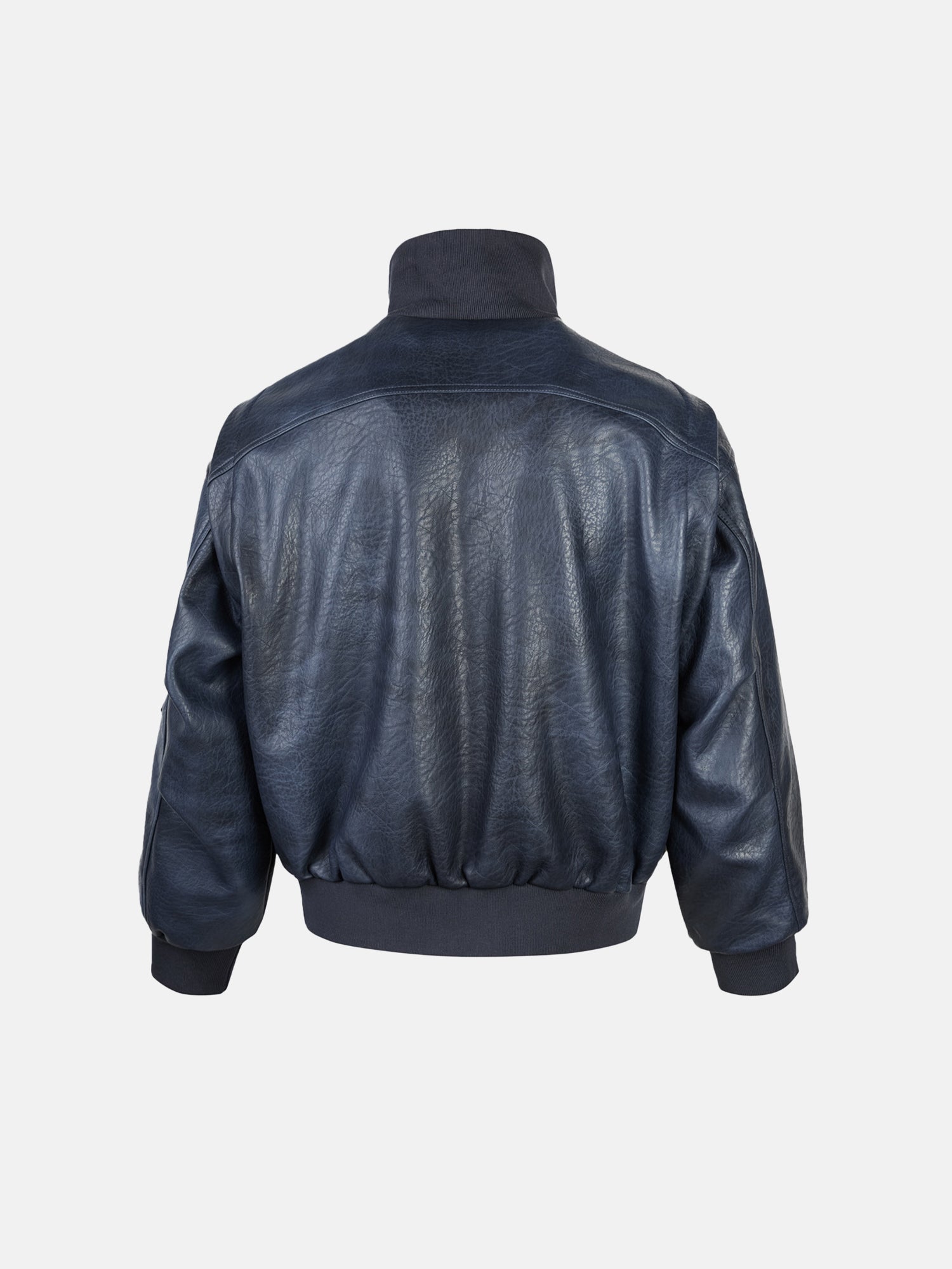 Bomber de cuero sintético arrugado estilo moto