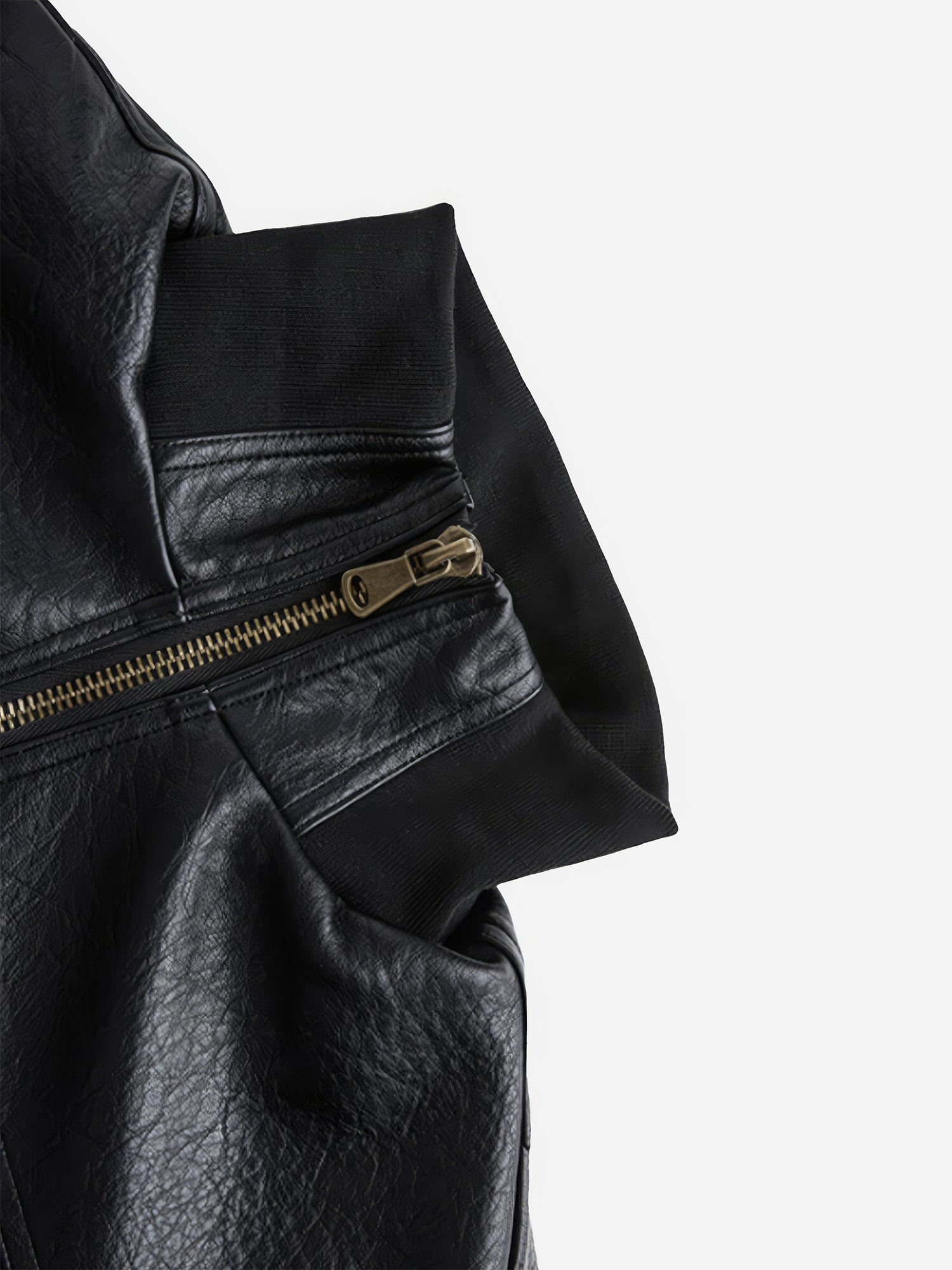 Bomber de cuero sintético arrugado estilo moto