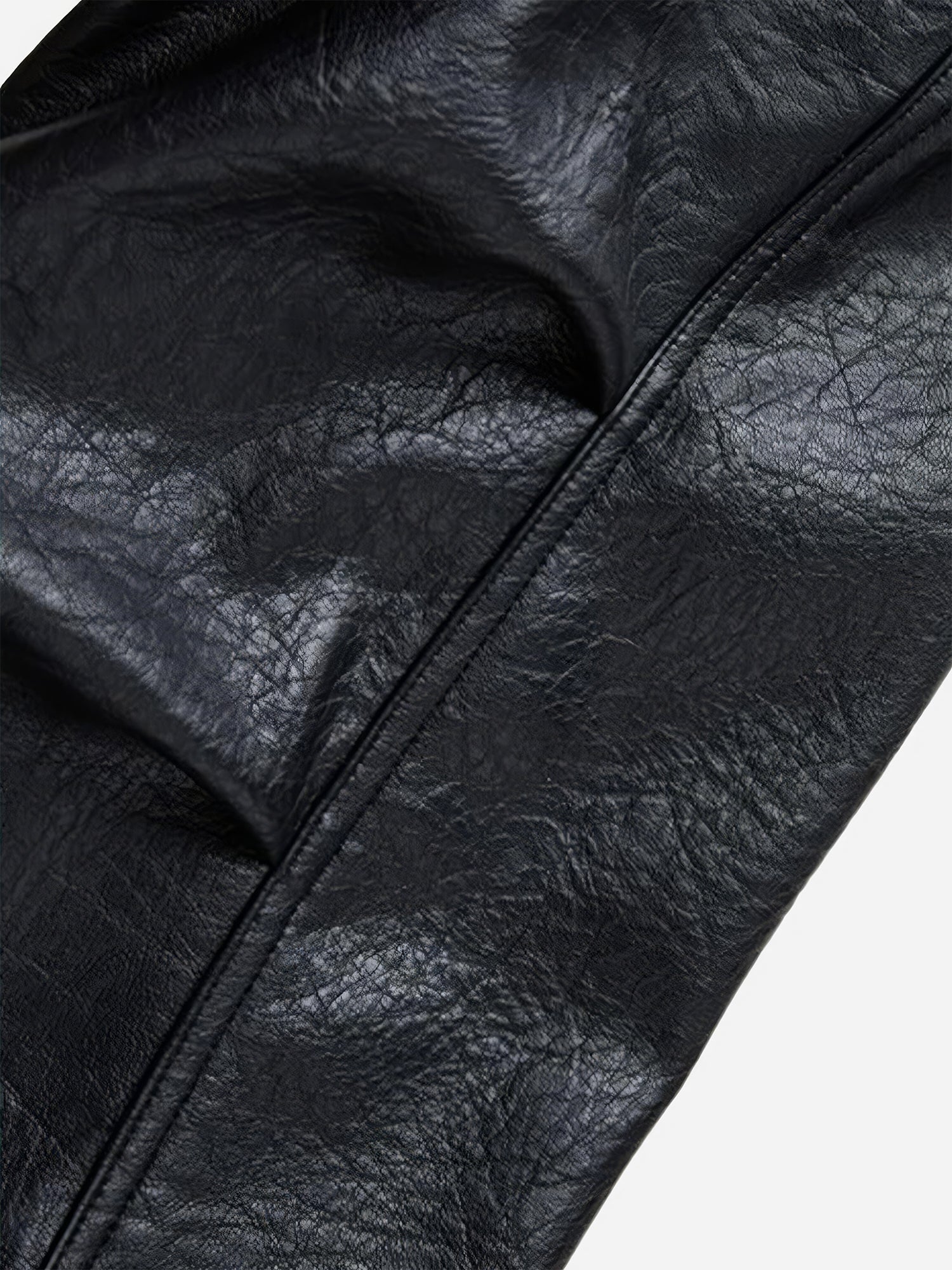 Bomber de cuero sintético arrugado estilo moto