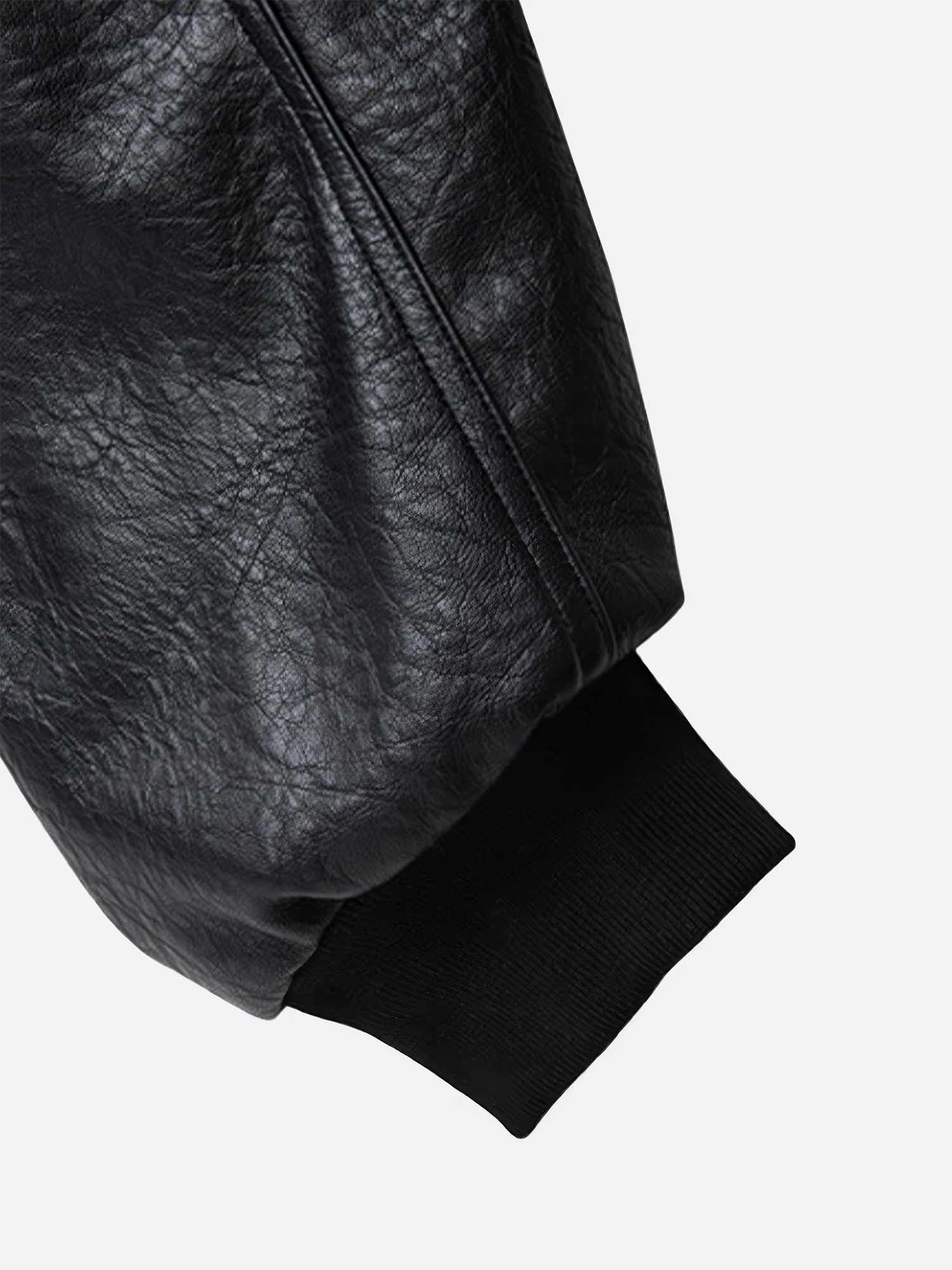 Bomber de cuero sintético arrugado estilo moto