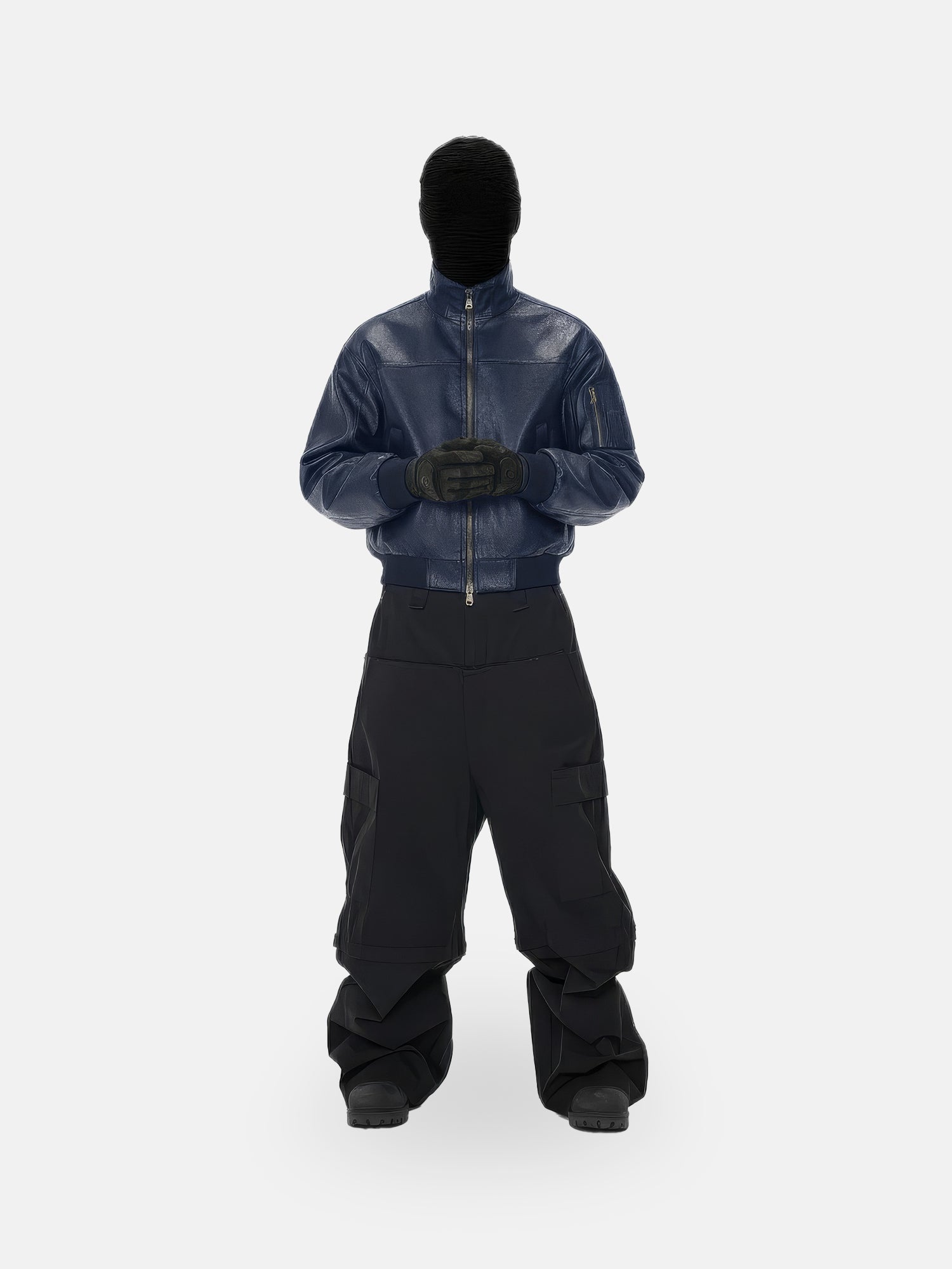 Bomber de cuero sintético arrugado estilo moto