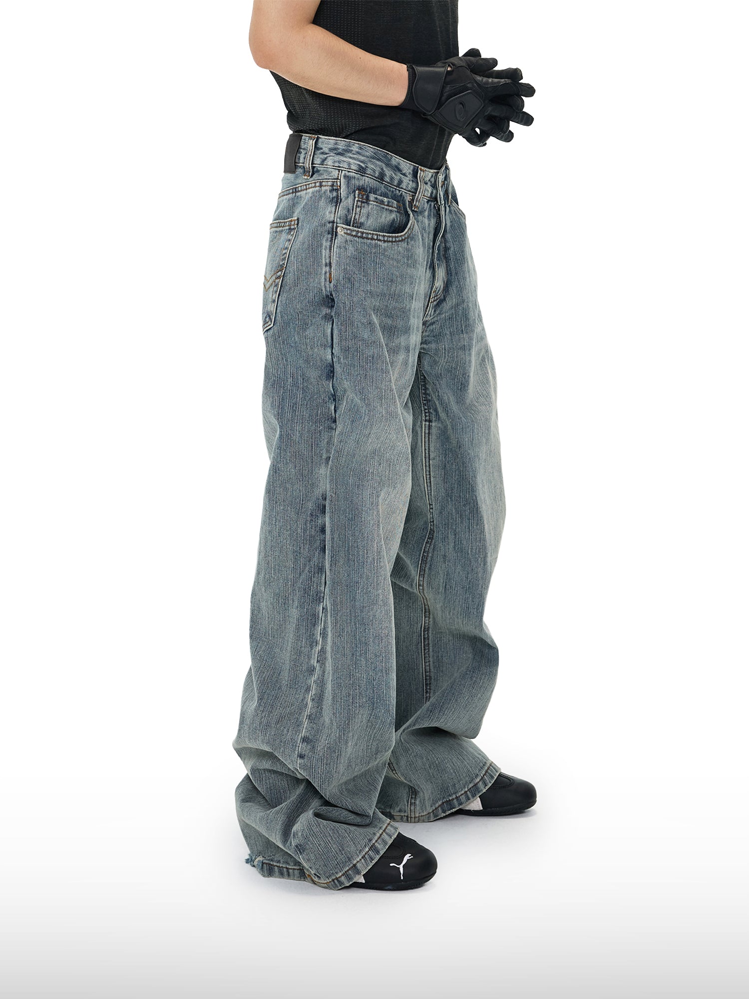 Oversized jeans met vervaagde wassing