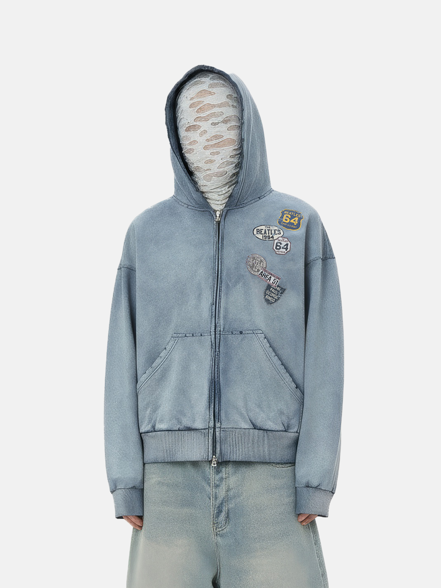 Sudadera con capucha Patched Blue Zip
