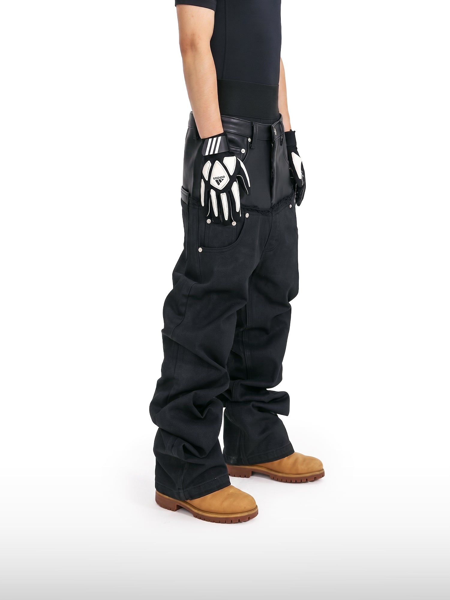 Paneled Coated Straight Jeans