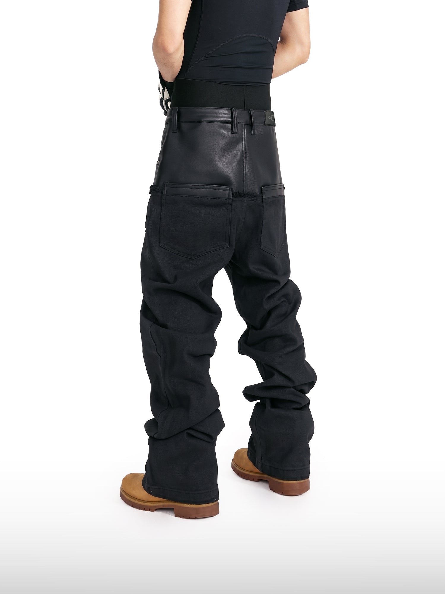 Paneled Coated Straight Jeans