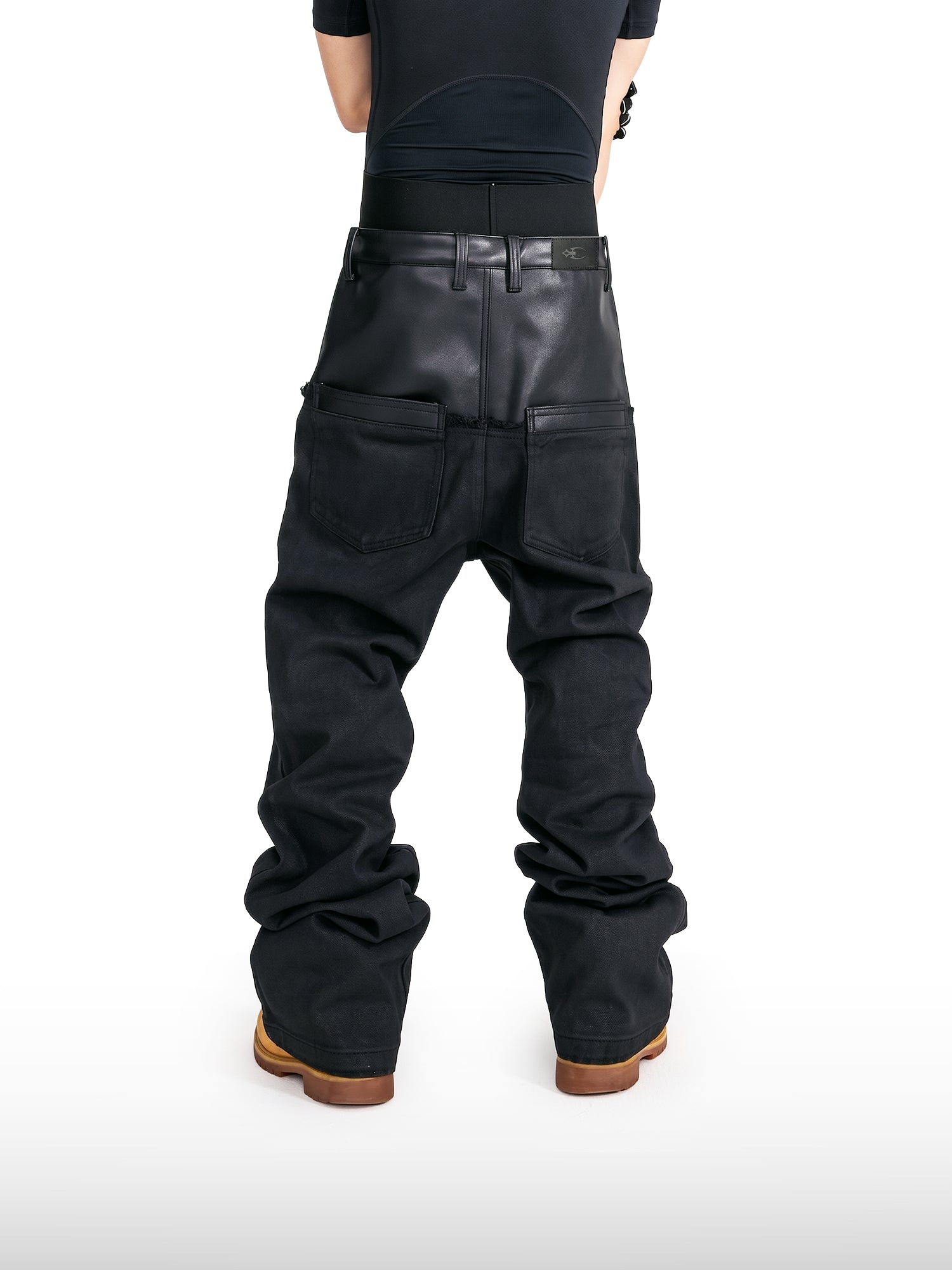 Paneled Coated Straight Jeans
