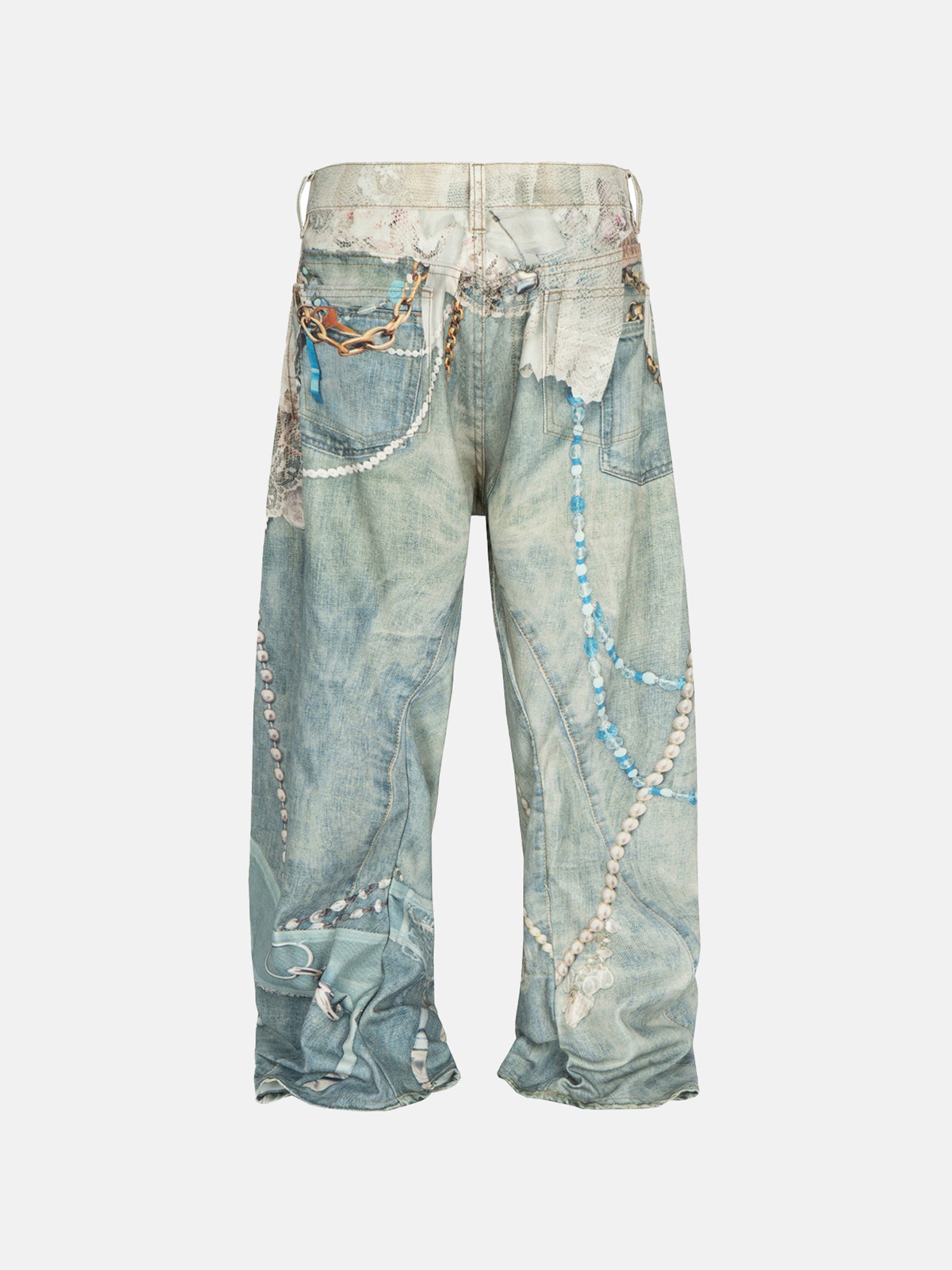 Pearl Print Wide-Leg Pants