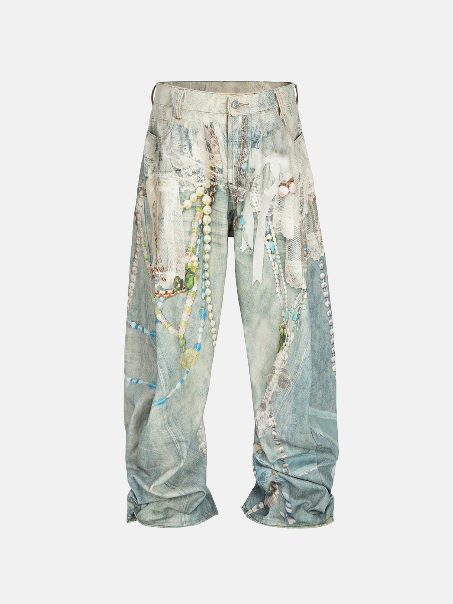 Pearl Print Wide-Leg Pants