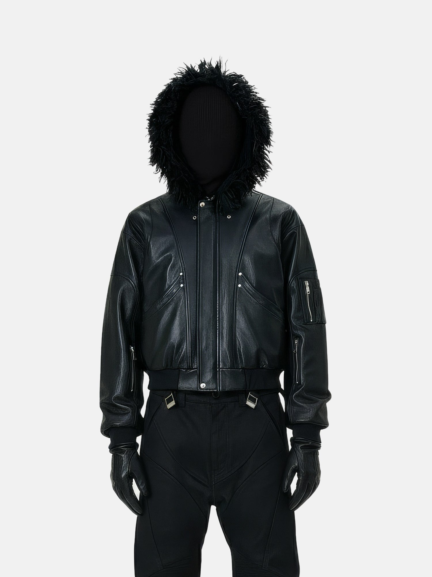 Shadow Faux Leather Hooded Jacket