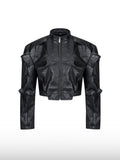 Architectural Cropped Leather Jacket