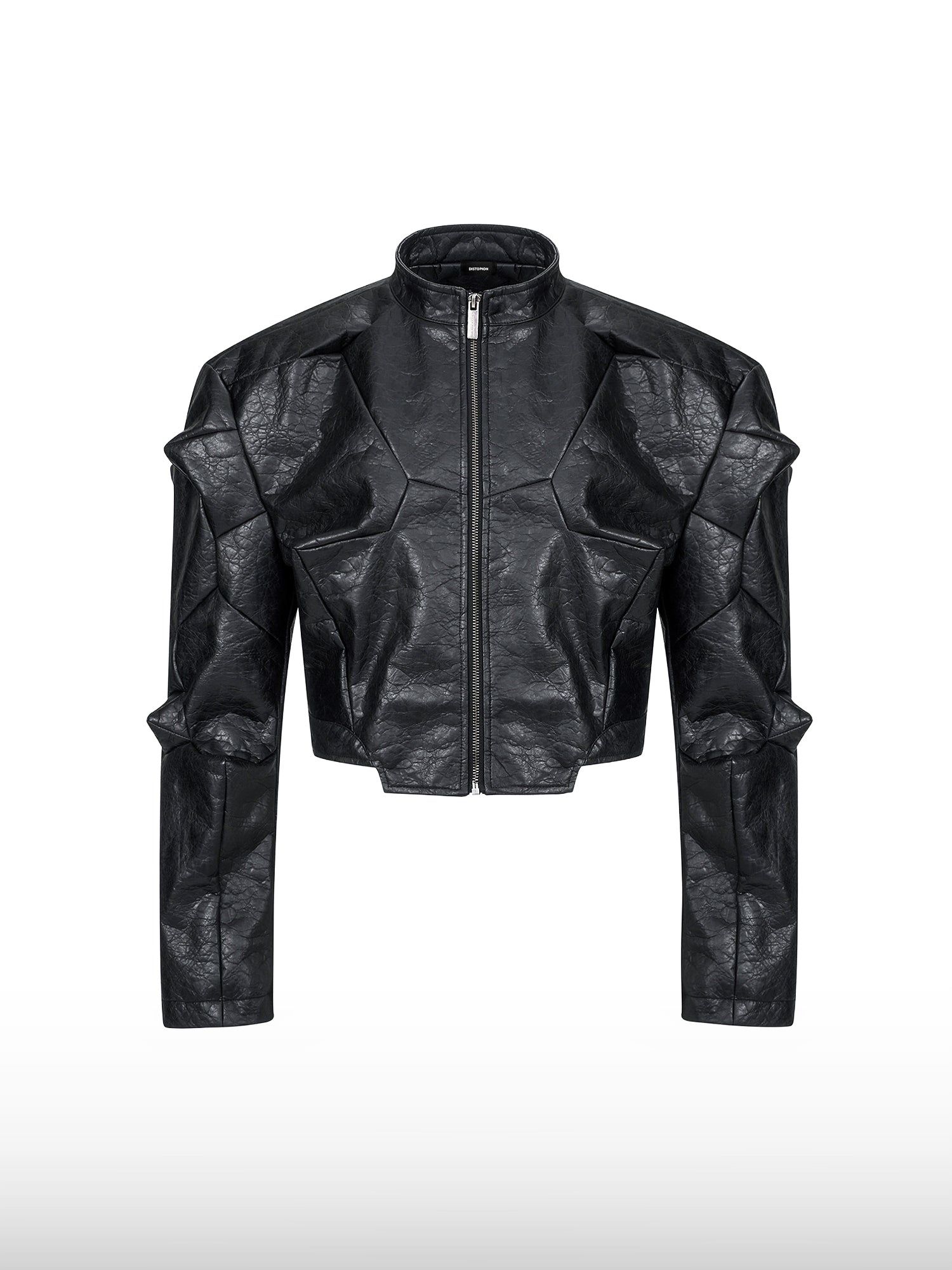 Architectural Cropped Leather Jacket