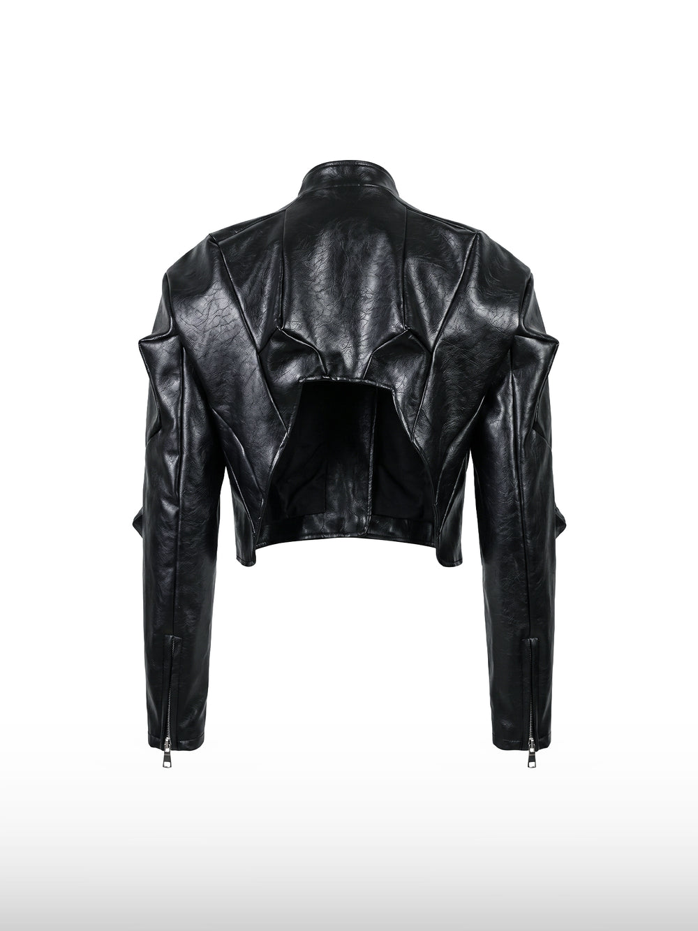 Architectural Cropped Leather Jacket