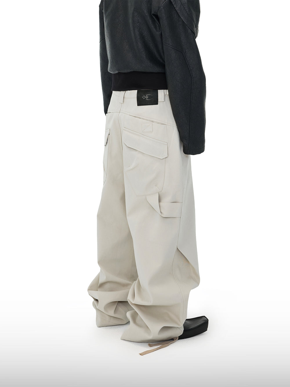 Beige Drawstring Utility Pants