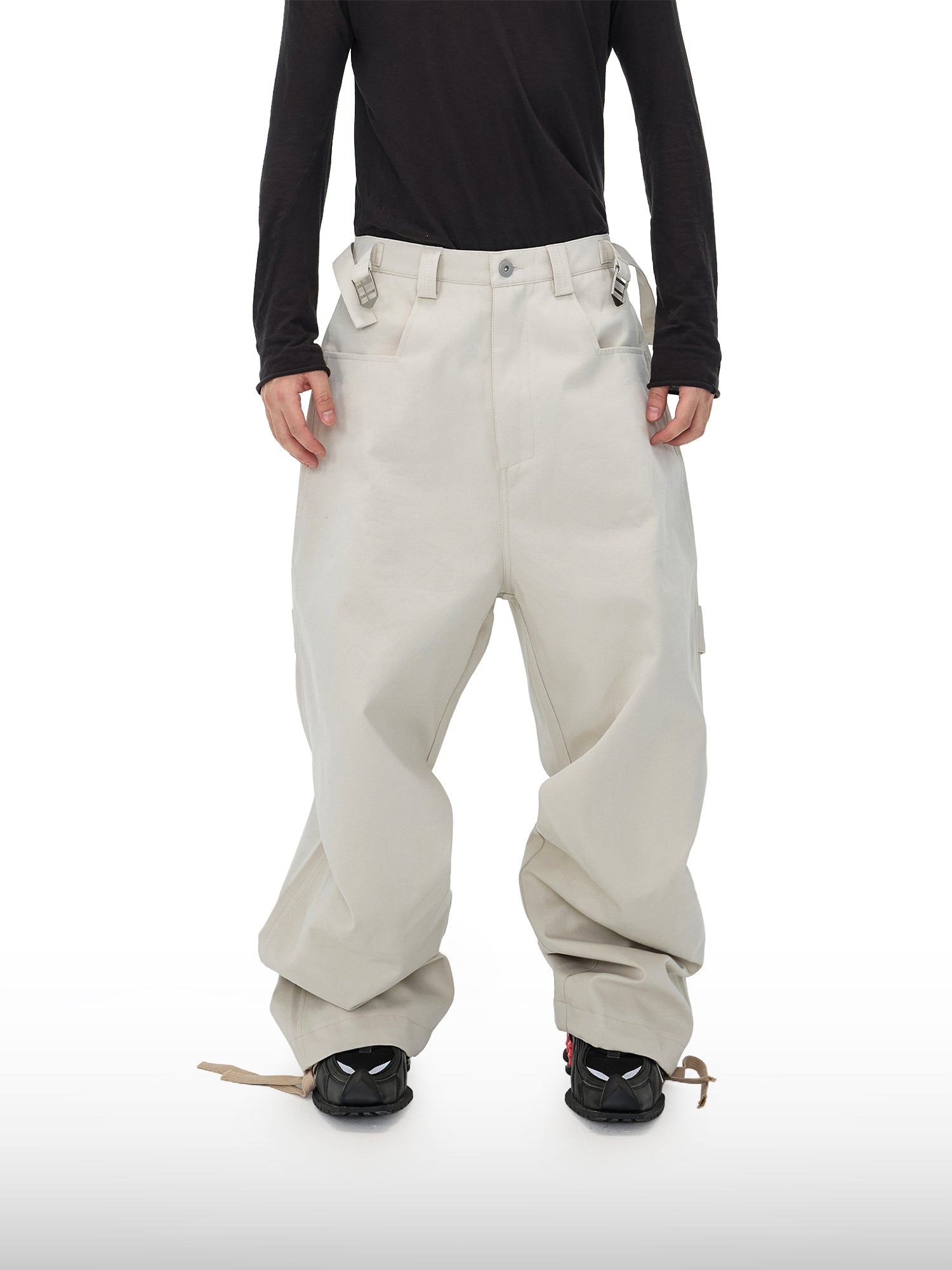 Beige utilitybroek met trekkoord