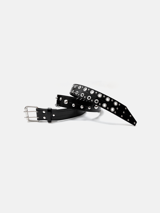 Black Stud Grommet Belt