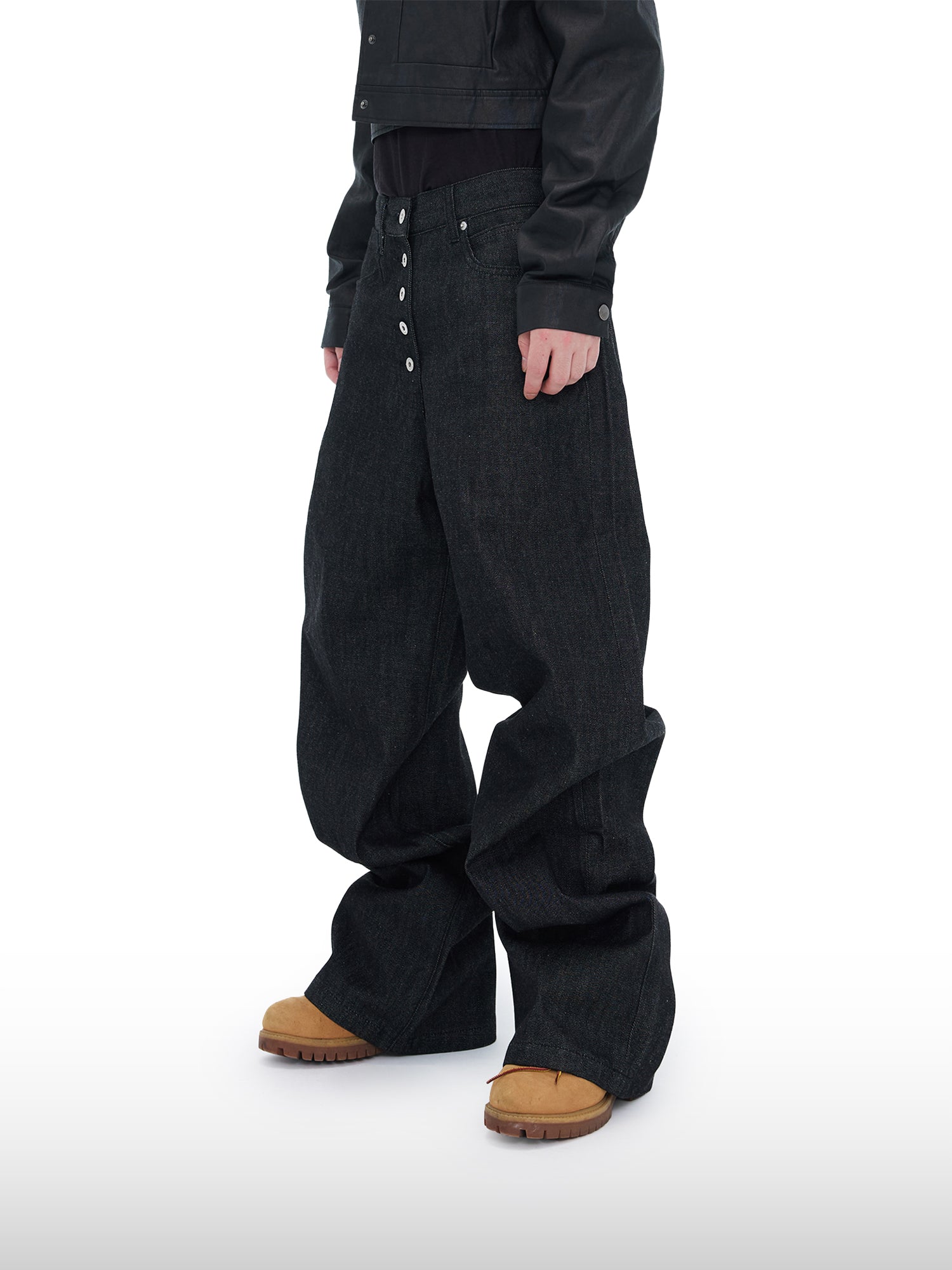 Wijde jeans met knoopsluiting