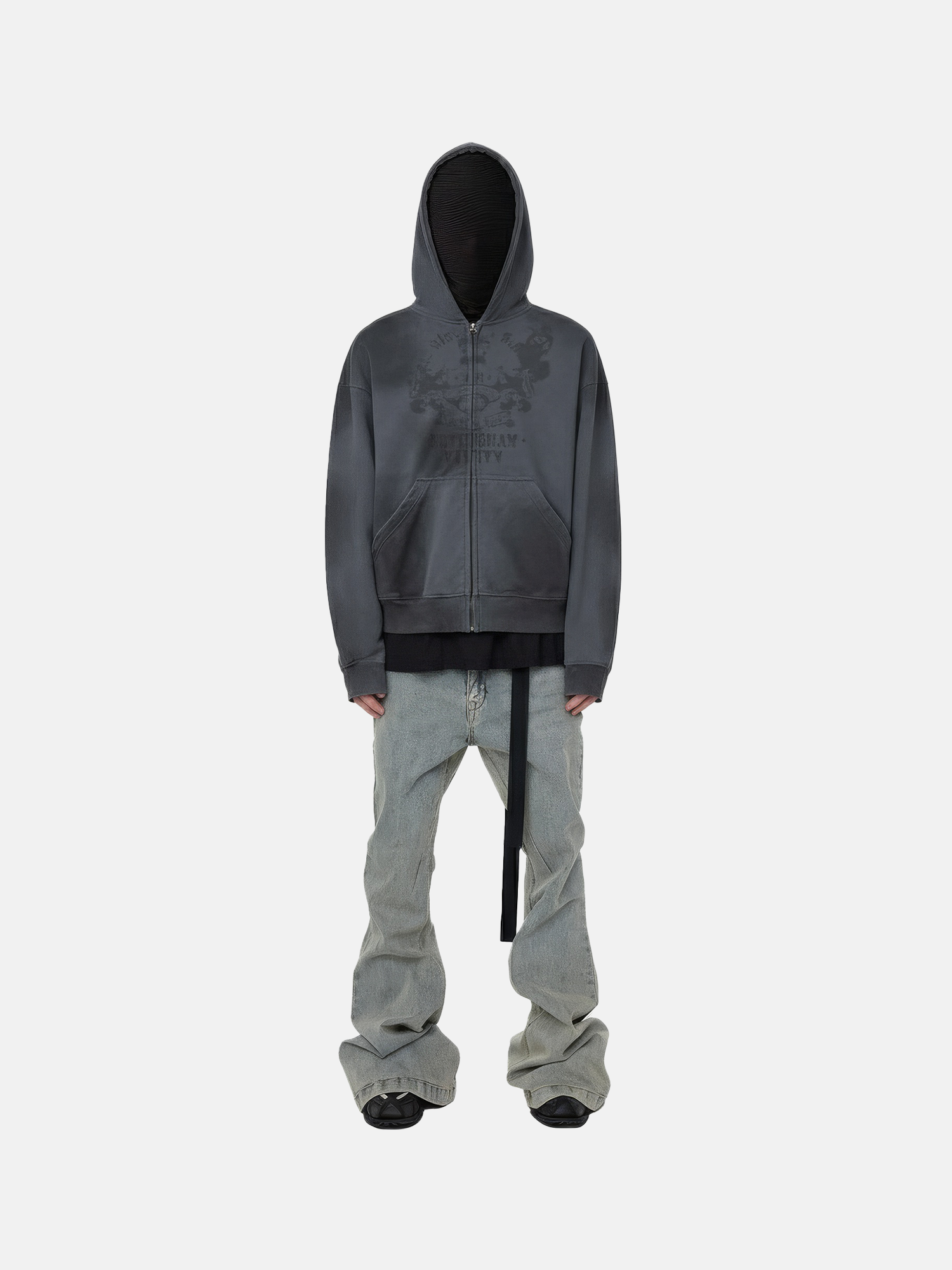 Sudadera con capucha antracita con gráfico