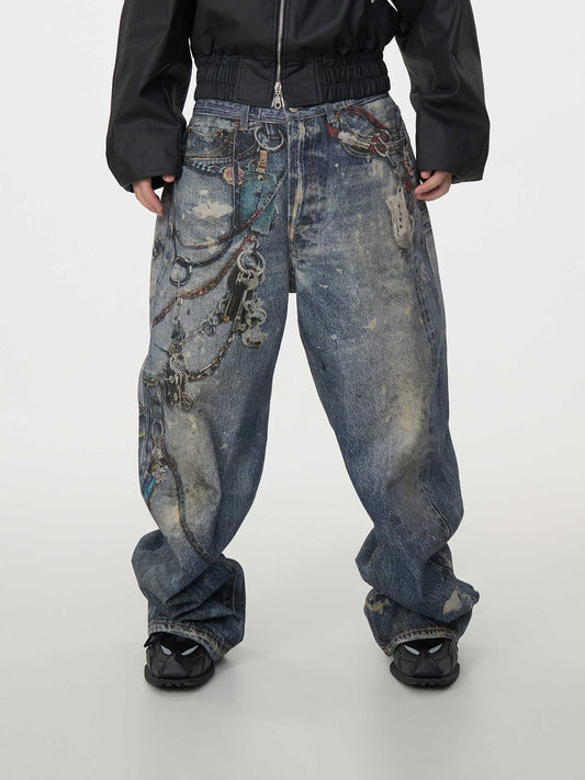 Jeans con catena artigianale