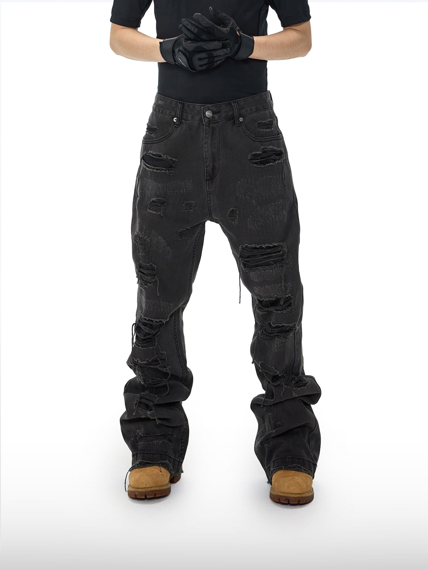 Houtskool Gescheurde Jeans