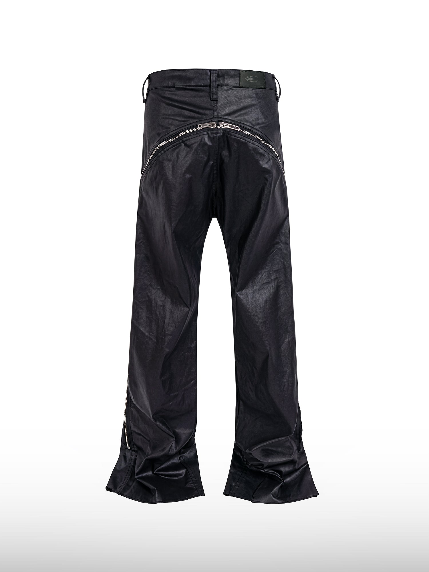 Coated Zipper Straight Jeans