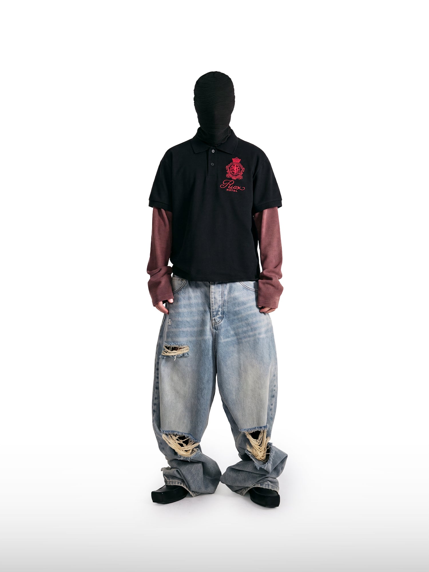 Jeans dritti in denim distressed