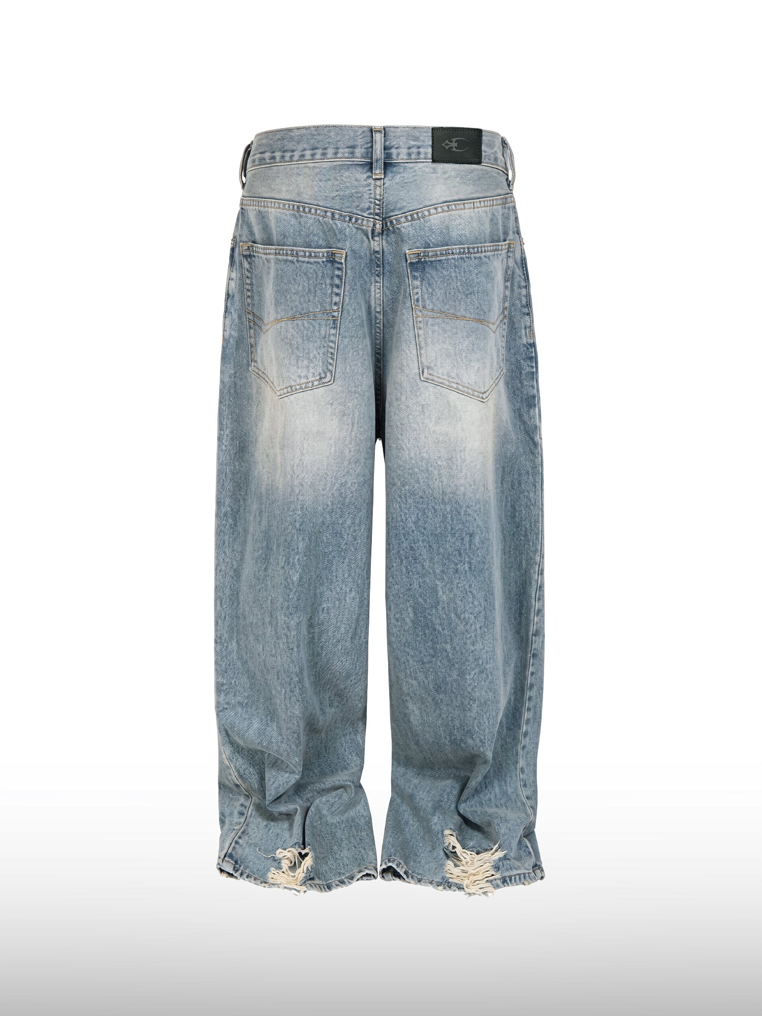 Jeans dritti in denim distressed